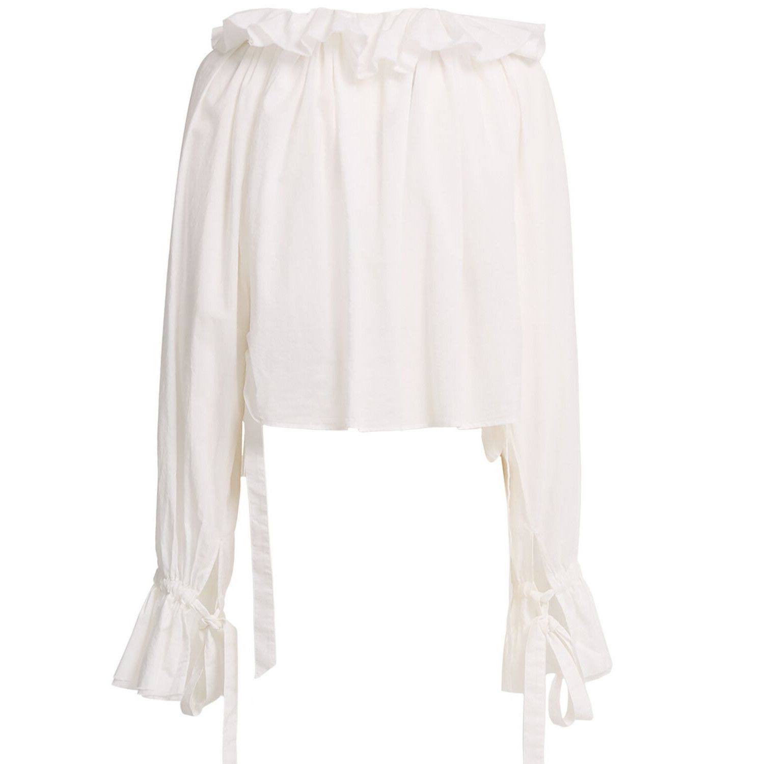 Ann Demeulemeester ANN DEMEULEMEESTER Stee ruffled top w/ drawstrings White Top Size S / US 4 / IT 40 - 2 Thumbnail
