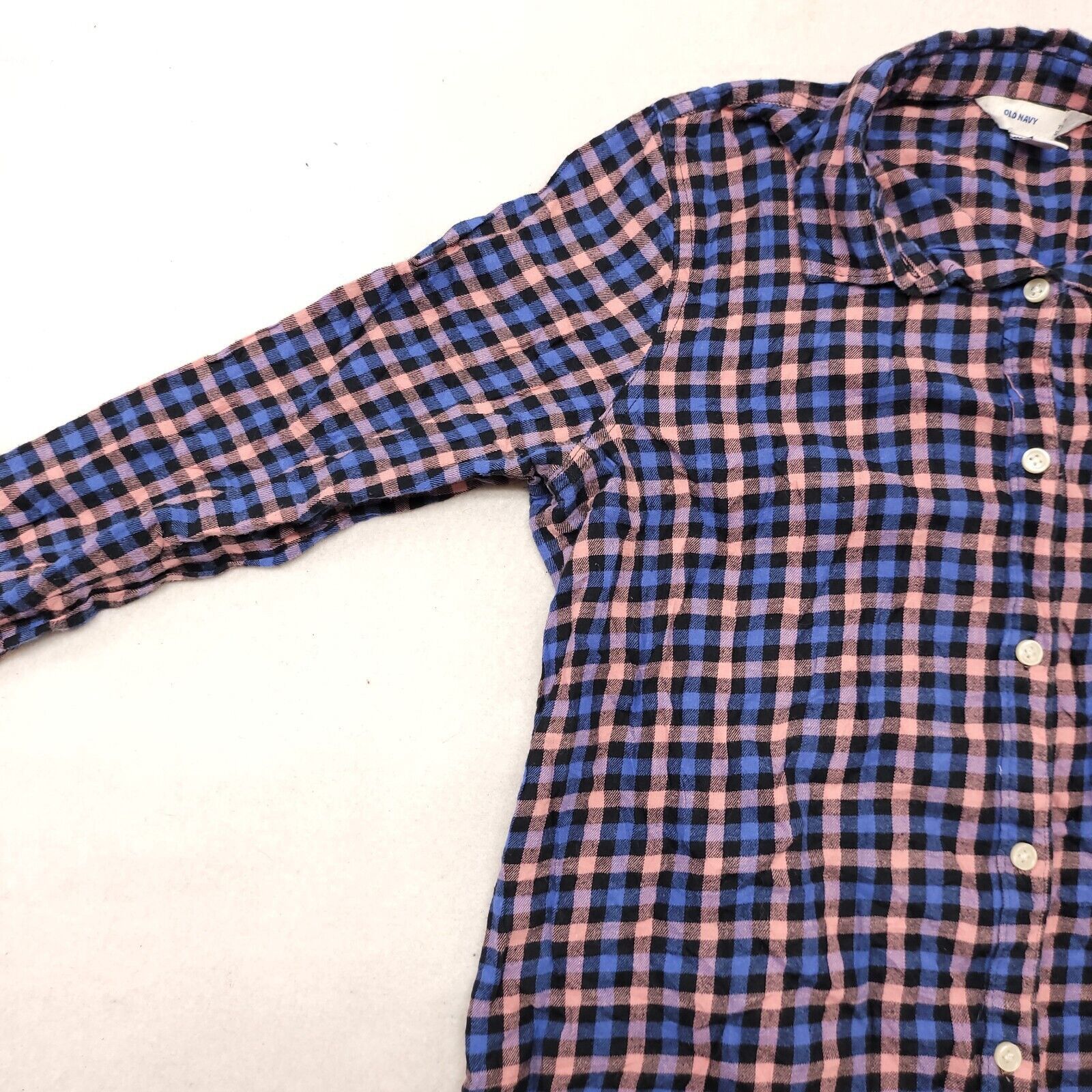 Old Navy Old Navy Buffalo Check Flannel Shirt Womens Size L Blue Pink Size L / US 10 / IT 46 - 4 Thumbnail