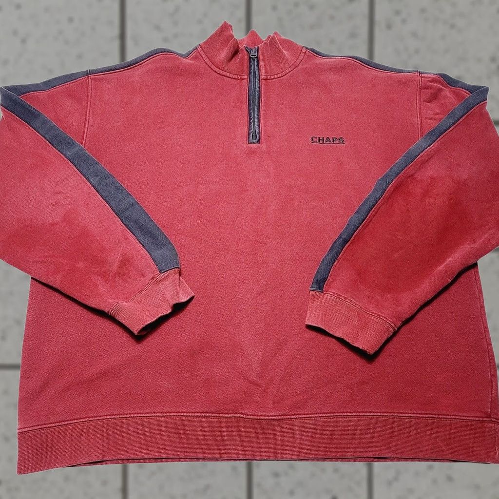 Ralph Lauren VINTAGE Ralph Lauren Chaps 1/4 Zip Fleece Sweater Men XL Red Long Sleeve Pullover Size US XL / EU 56 / 4 - 1 Thumbnail