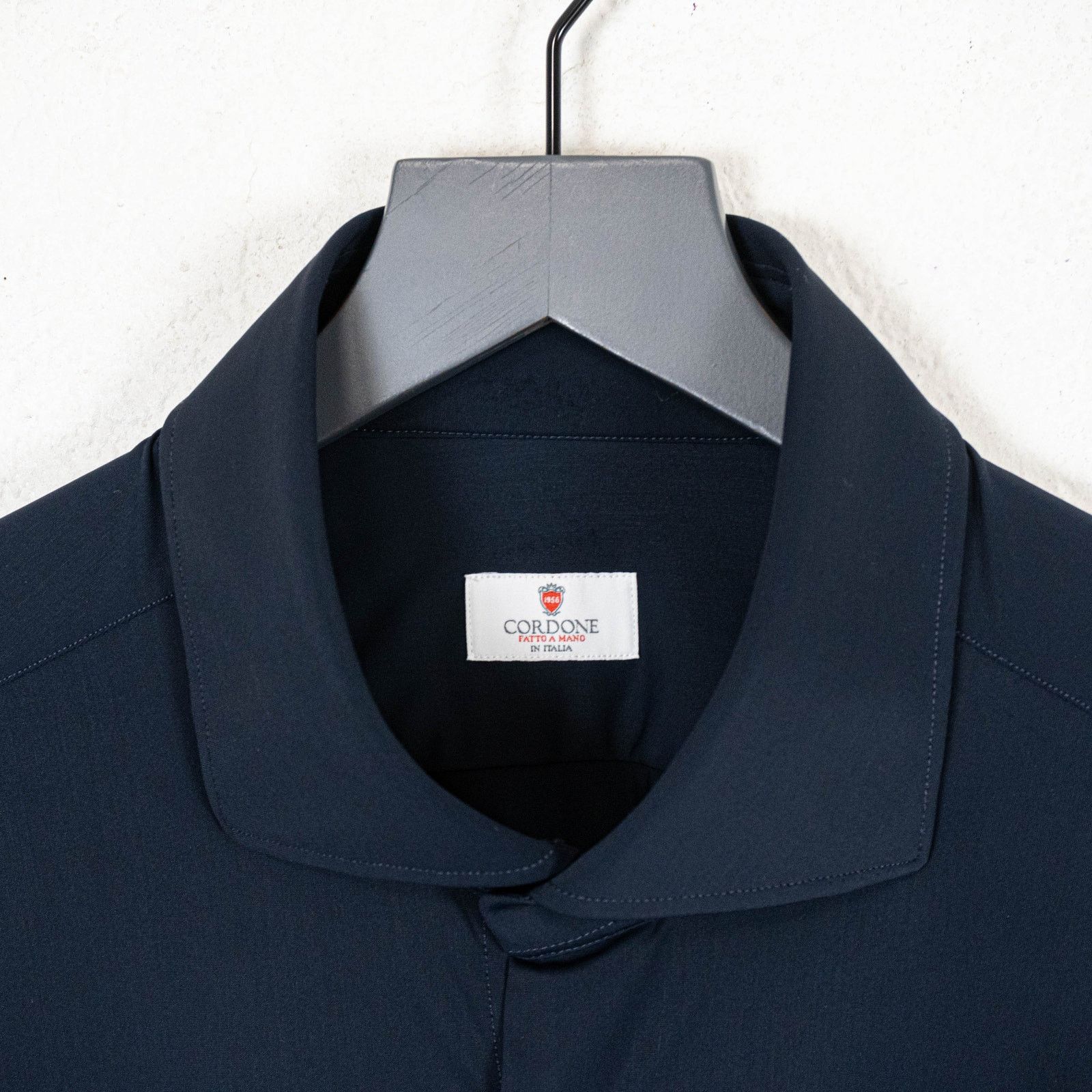 Cordone CORDONE 1956 No Iron Technical Fabric Stretch Shirt Navy Size US XL / EU 56 / 4 - 4 Thumbnail