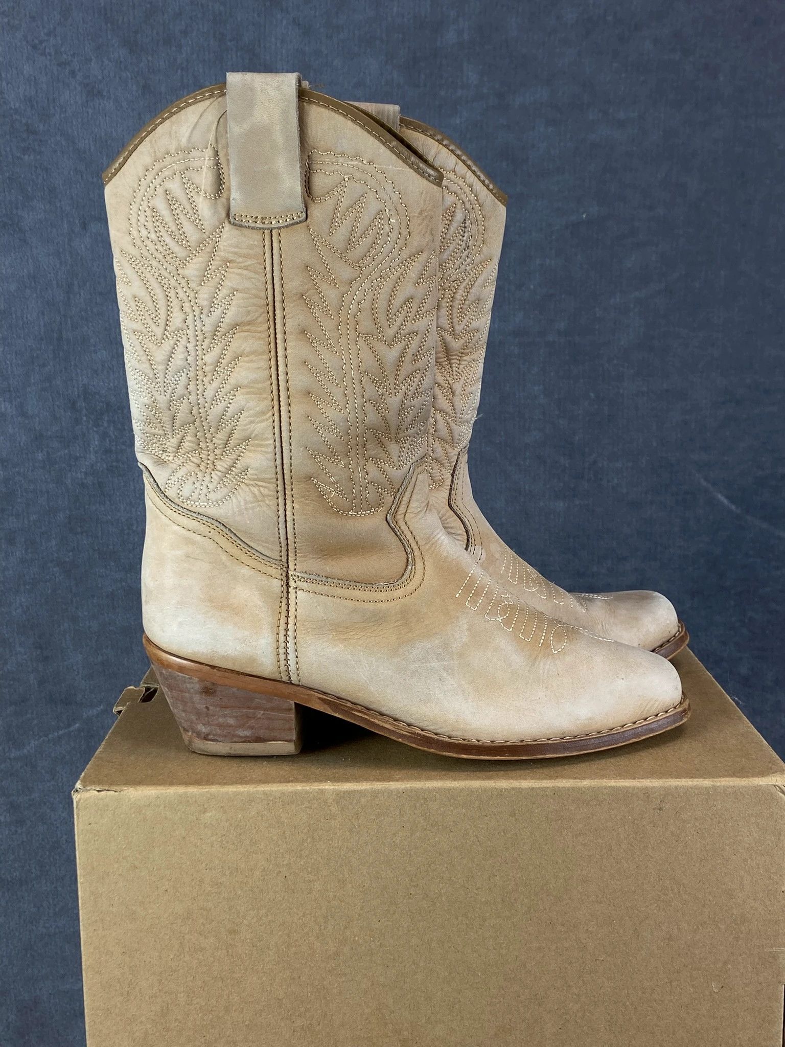 Rodebjer Beige Vintage Western Cowboy Boots Size US 7 / IT 37 - 4 Thumbnail
