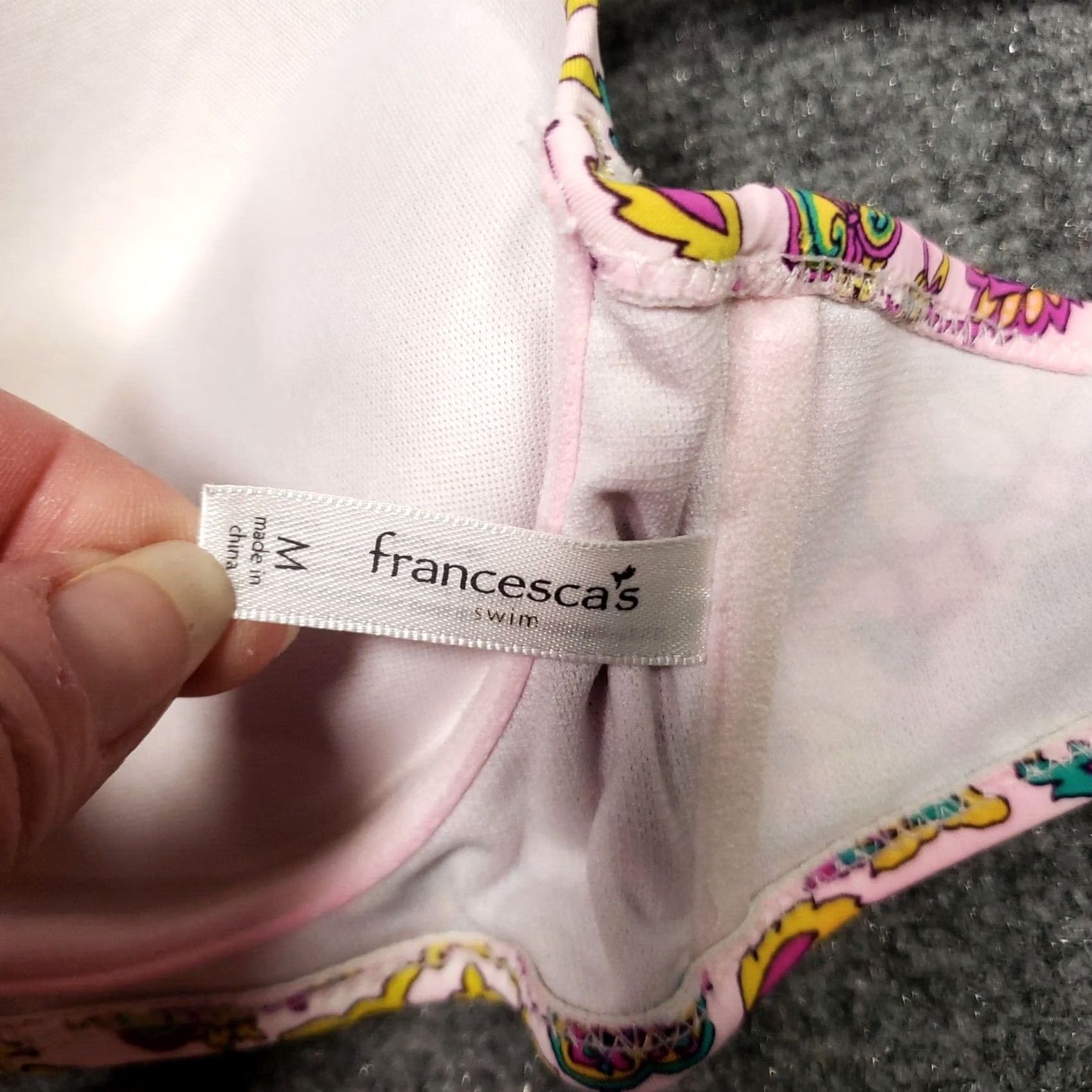 Vintage Francesca's Bikini Top Womens M Medium Pink Floral Flower Beach Swimwear Size M / US 6-8 / IT 42-44 - 7 Thumbnail