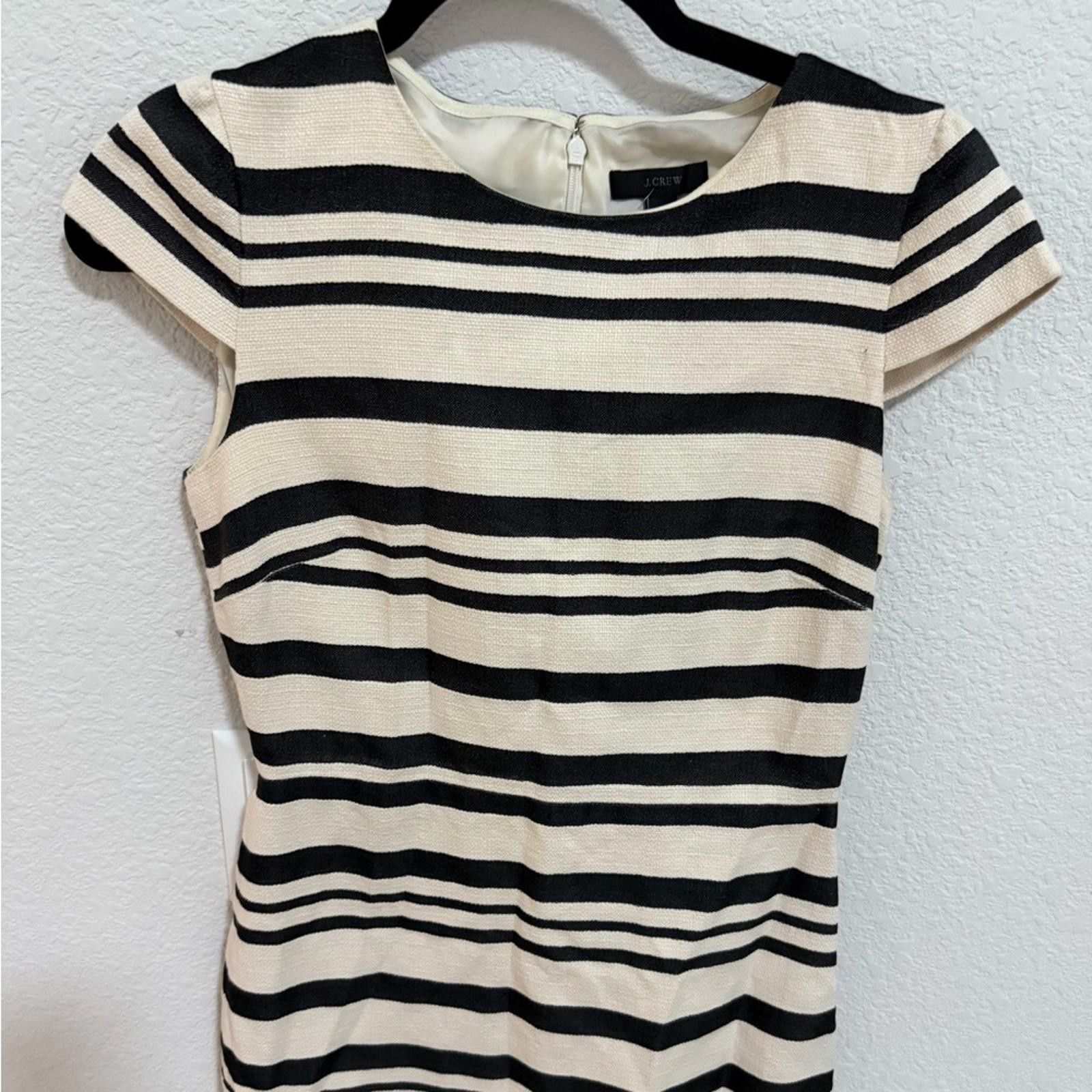 J.Crew J. Crew Double Stripe Cap Sleeve Sheath Dress Black White 0 Size XS / US 0-2 / IT 36-38 - 3 Thumbnail