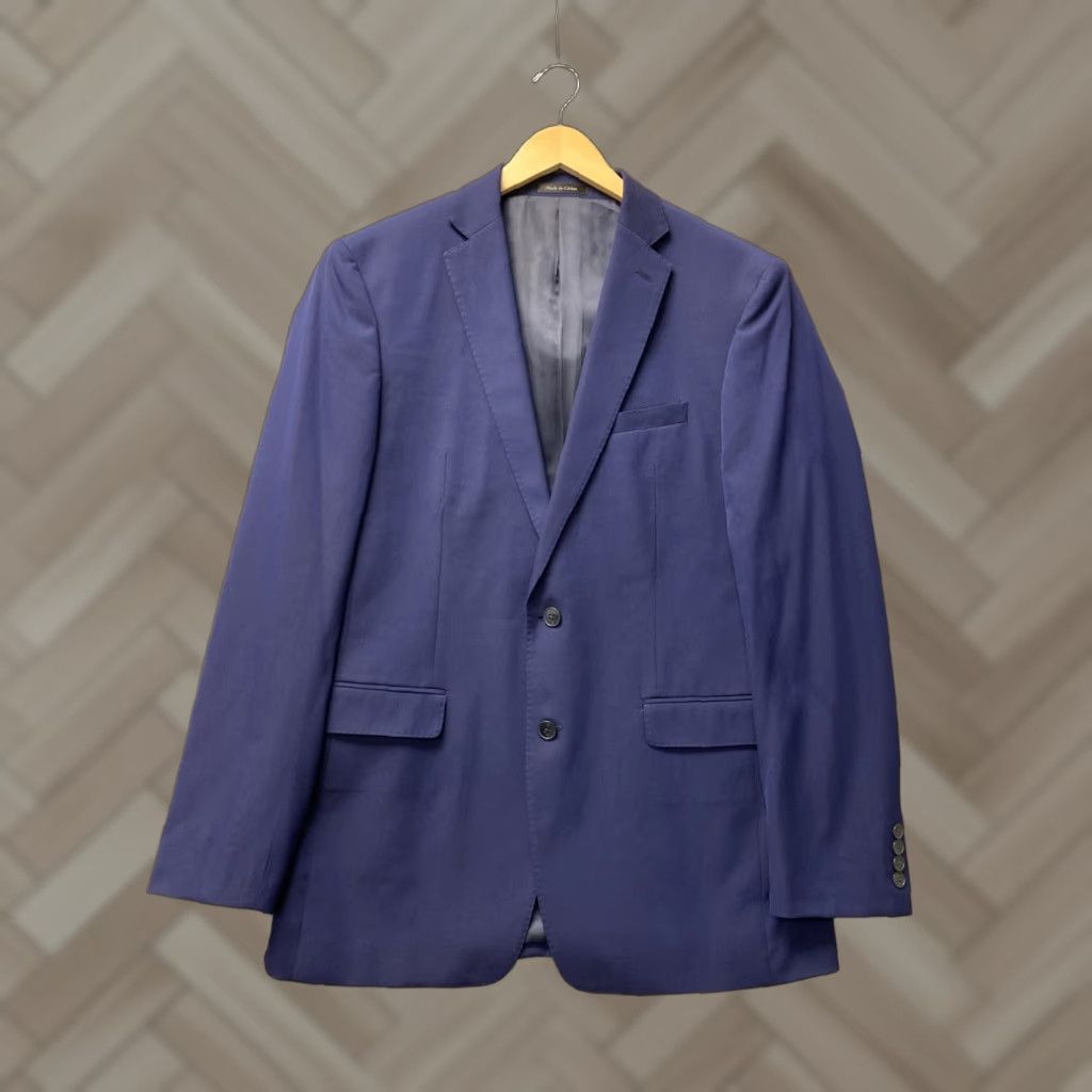 Calvin Klein CALVIN KLEIN Suit Jacket Navy 42L /42L Slim Single-Breasted Notch Lapel 2-Button Size 42L - 1 Thumbnail
