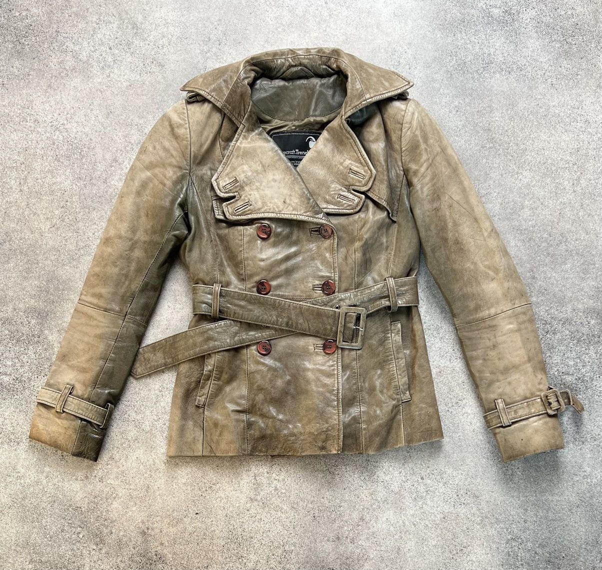 image of Goosecraft Vintage Washed Leather Jacket in Brown, Women's (Size Small)