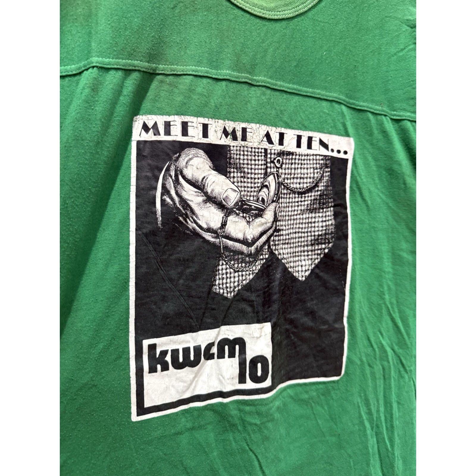 Glanshirt VINTAGE The Knits Raglan Shirt Green 70s Meet Me At 10 Iron On Graphic Sz Large Mens Size US L / EU 52-54 / 3 - 5 Thumbnail