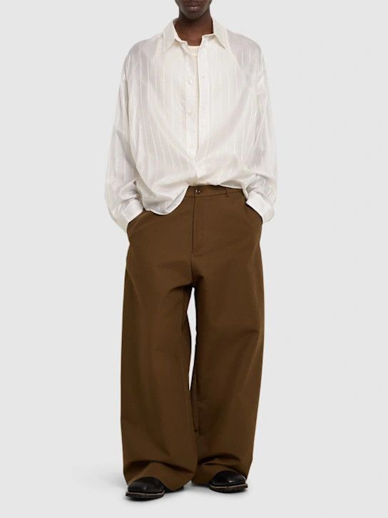 Acne Studios o1lsvrm0425 Setar Logo Stiped Cupro Shirt in White Size US S / EU 44-46 / 1 - 5 Thumbnail