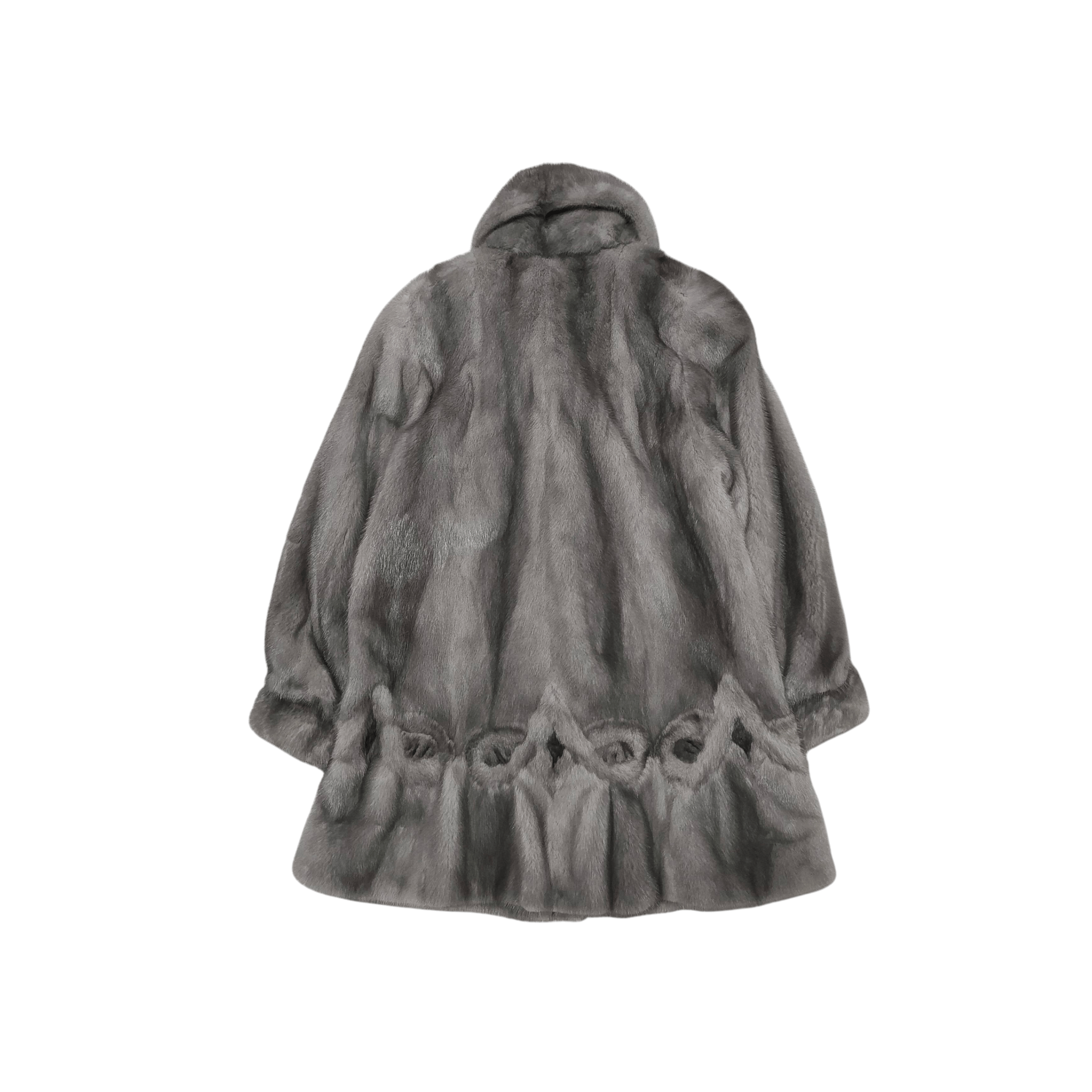 Sagafurs Saga Furs Silver Mink Fur Coat Jacket Size L / US 10 / IT 46 - 2 Thumbnail