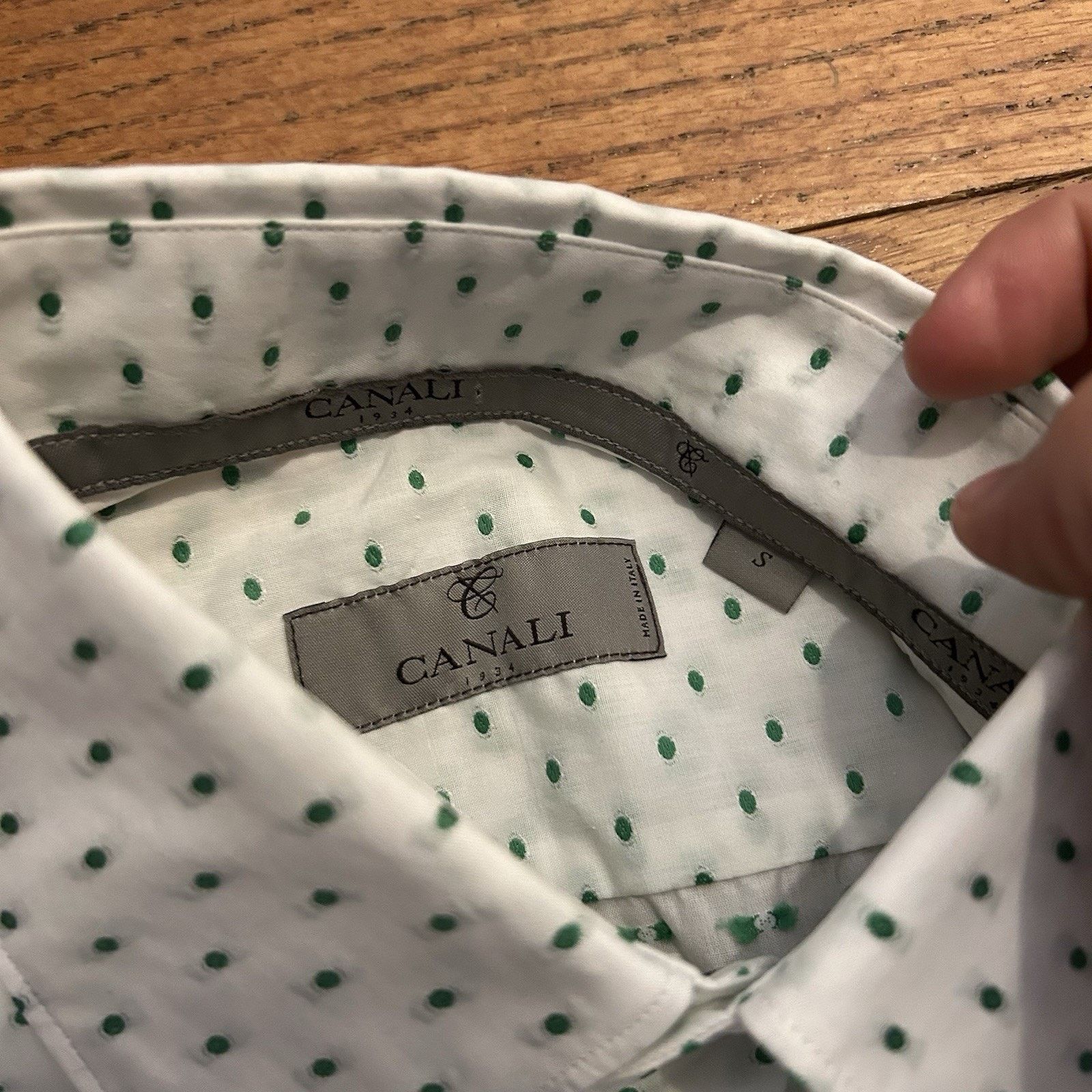 Canali NEW $325 Dot Pattern Jacquard Modern Fit Button Sport Shirt Size US S / EU 44-46 / 1 - 4 Thumbnail