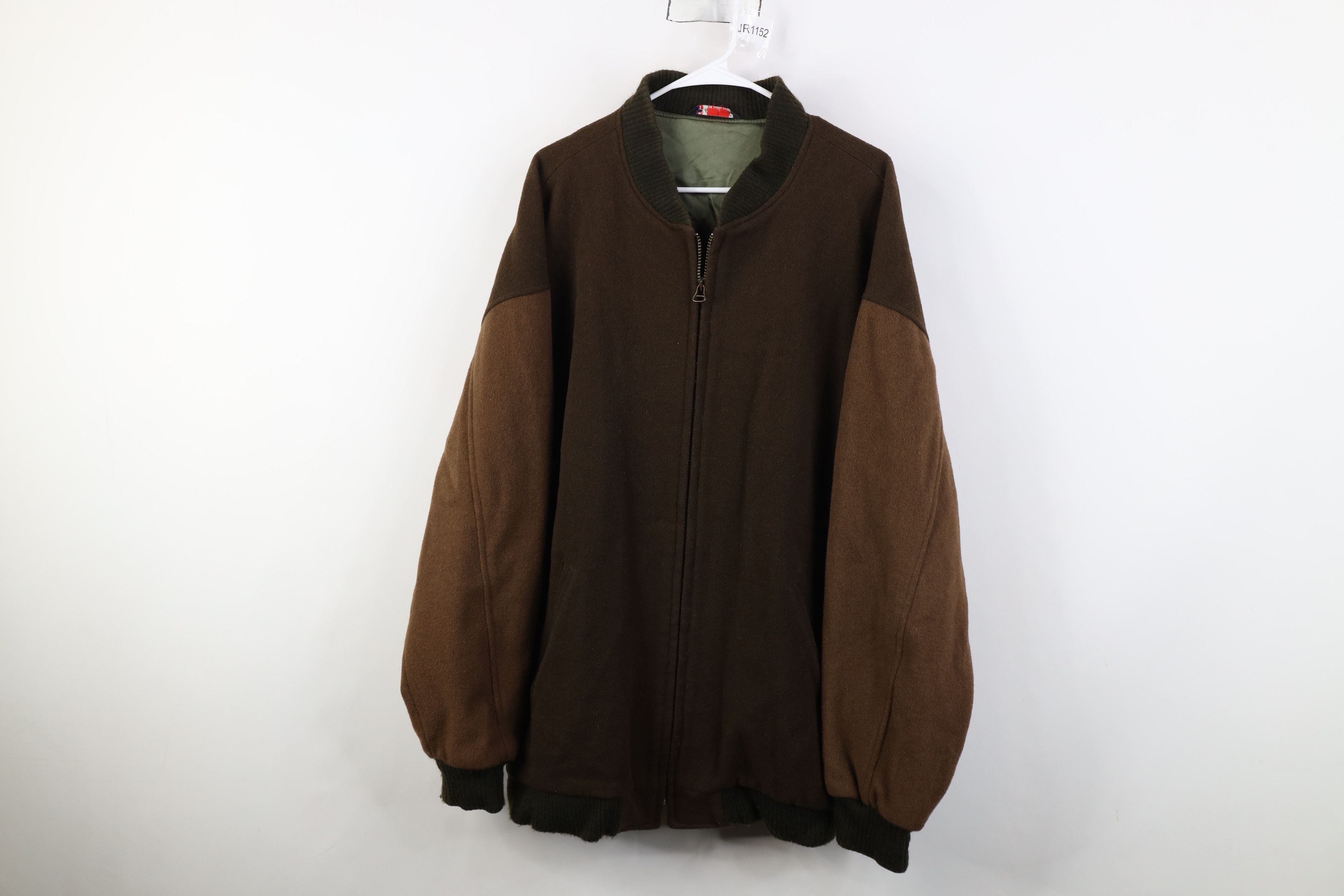 Vintage Vintage 90s Streetwear Block Wool Bomber Jacket Earth Tone Size US XL / EU 56 / 4 - 1 Thumbnail