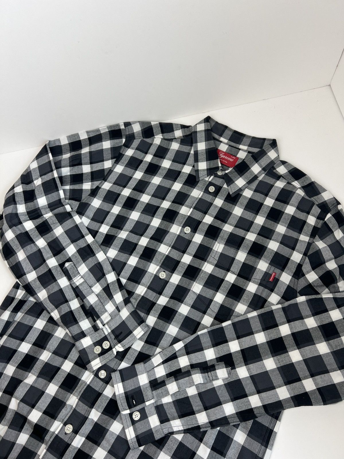 Supreme Black White Checkered Plaid Shirt Size US XL / EU 56 / 4 - 1 Thumbnail