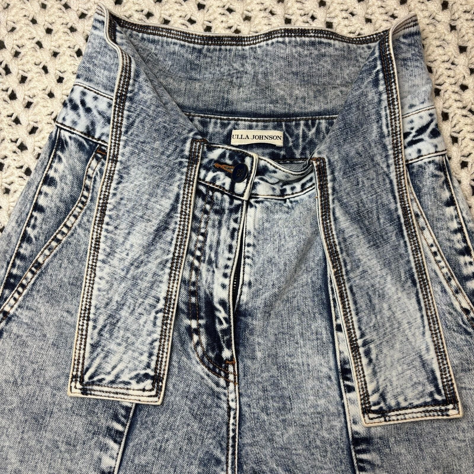 Ulla Johnson Ulla Johnson $395 Storm Jeans Tie Waist Cotton Blnd Acid Was Size 26" / US 2 / IT 38 - 10 Thumbnail