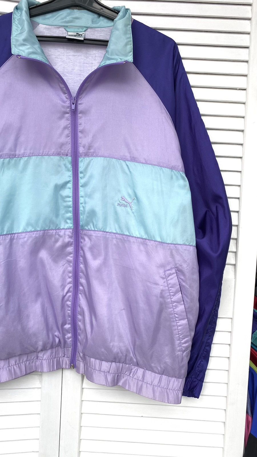 Puma × Vintage Vintage Puma Track Retro Jacket 90s 80s Light Purple Size US XL / EU 56 / 4 - 3 Thumbnail