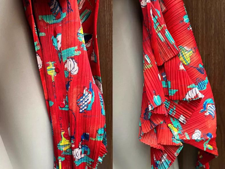 Issey Miyake Issey Miyake Red pleated cardigan Size L / US 10 / IT 46 - 9 Thumbnail