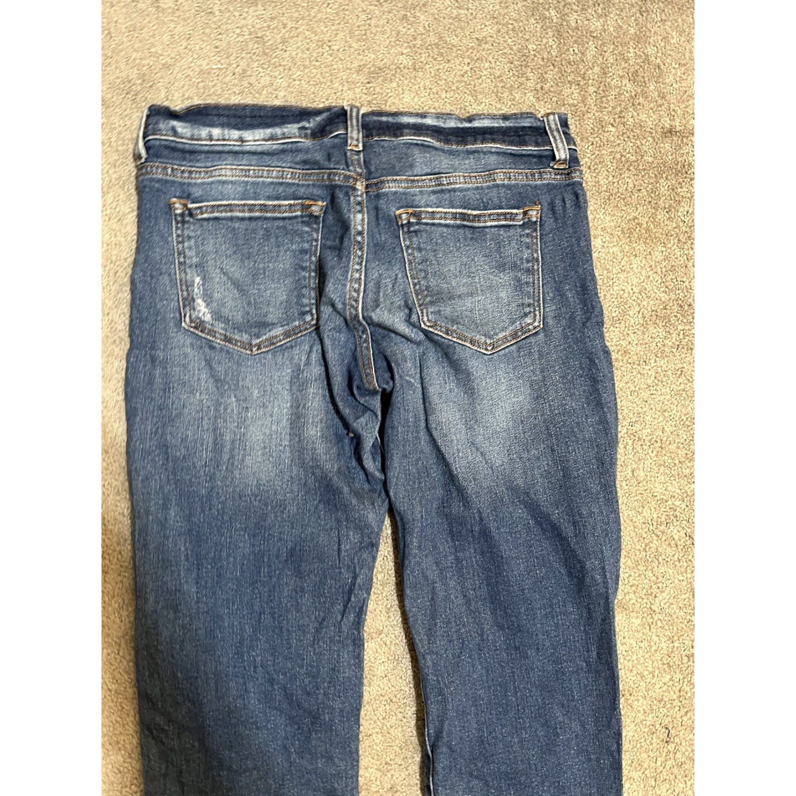 Vintage Harper Jeans Womens Skinny Mid Rise Dark Wash Blue Denim Stretch Distressed Size 29" - 4 Thumbnail