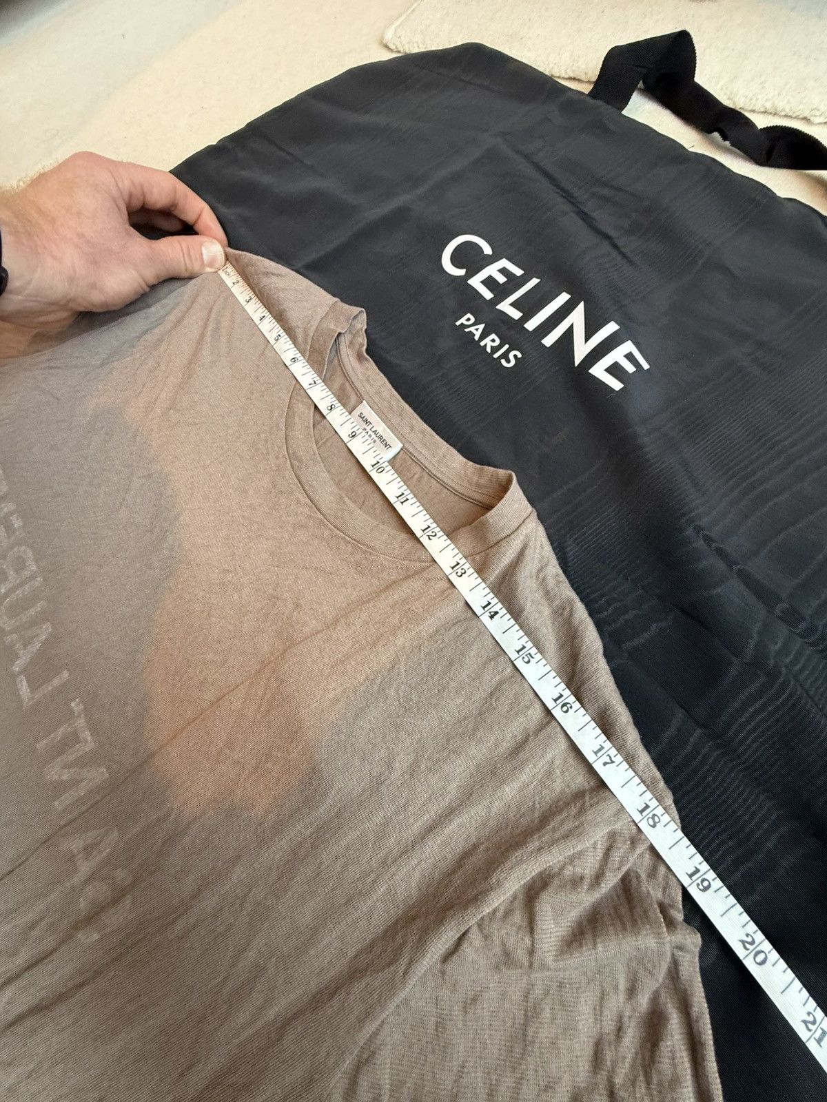 Saint Laurent Paris $620 ss23 Saint Laurent reverse logo khaki t shirt L Size US L / EU 52-54 / 3 - 7 Thumbnail