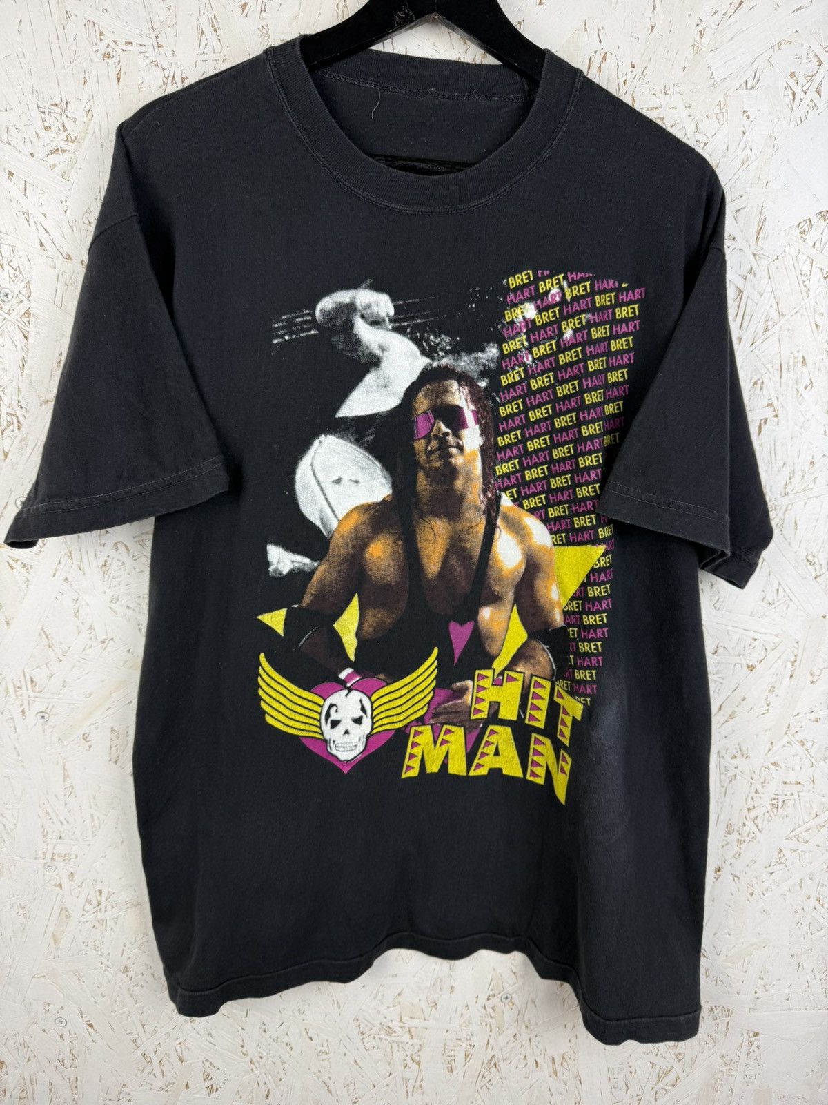 WWE 90s Vintage WWF Bret Hart Hitman WWE Single Stitch T-Shirt Size US L / EU 52-54 / 3 - 1 Thumbnail