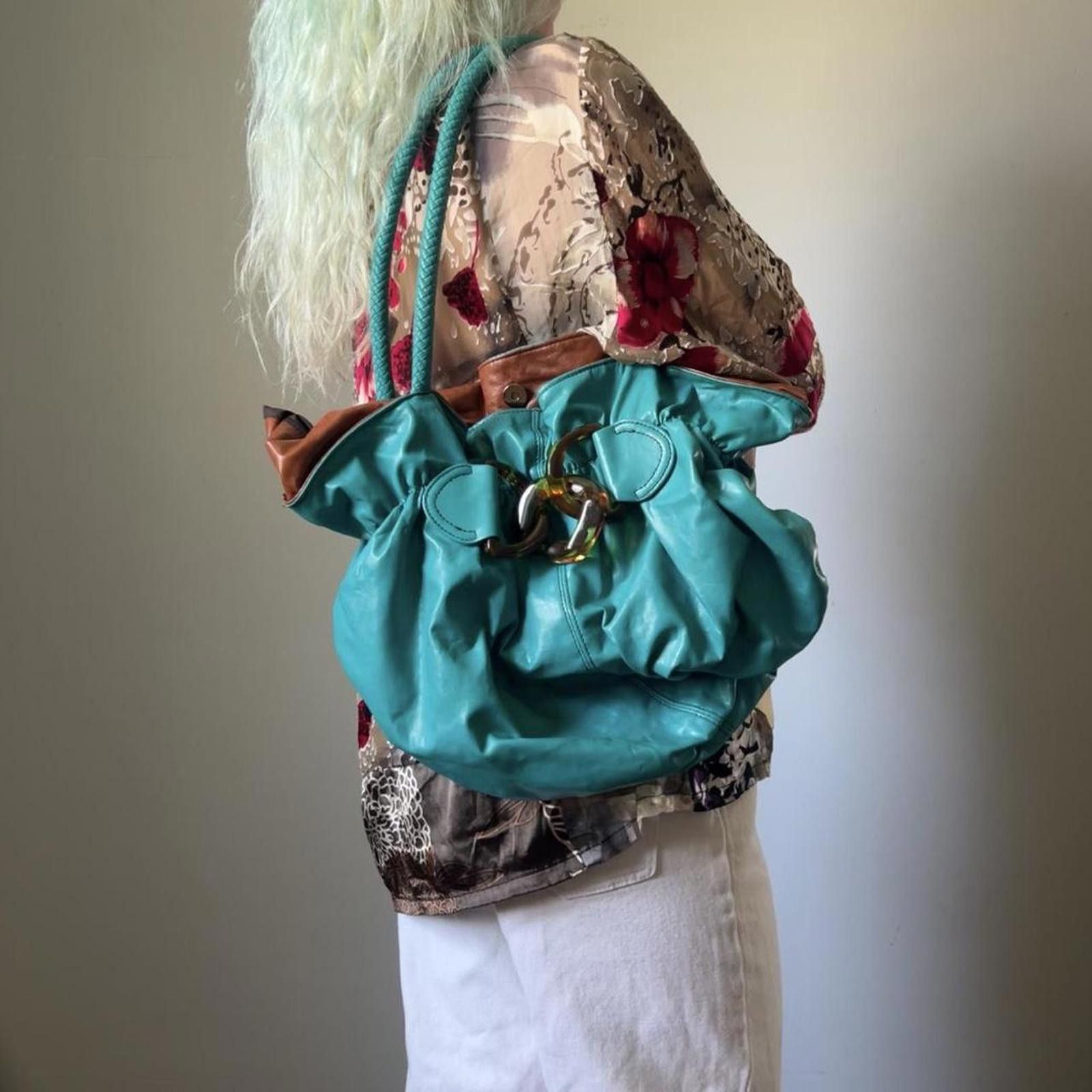 Other turquoise y2k faux leather slouchy shoulder bag Size ONE SIZE - 1 Thumbnail