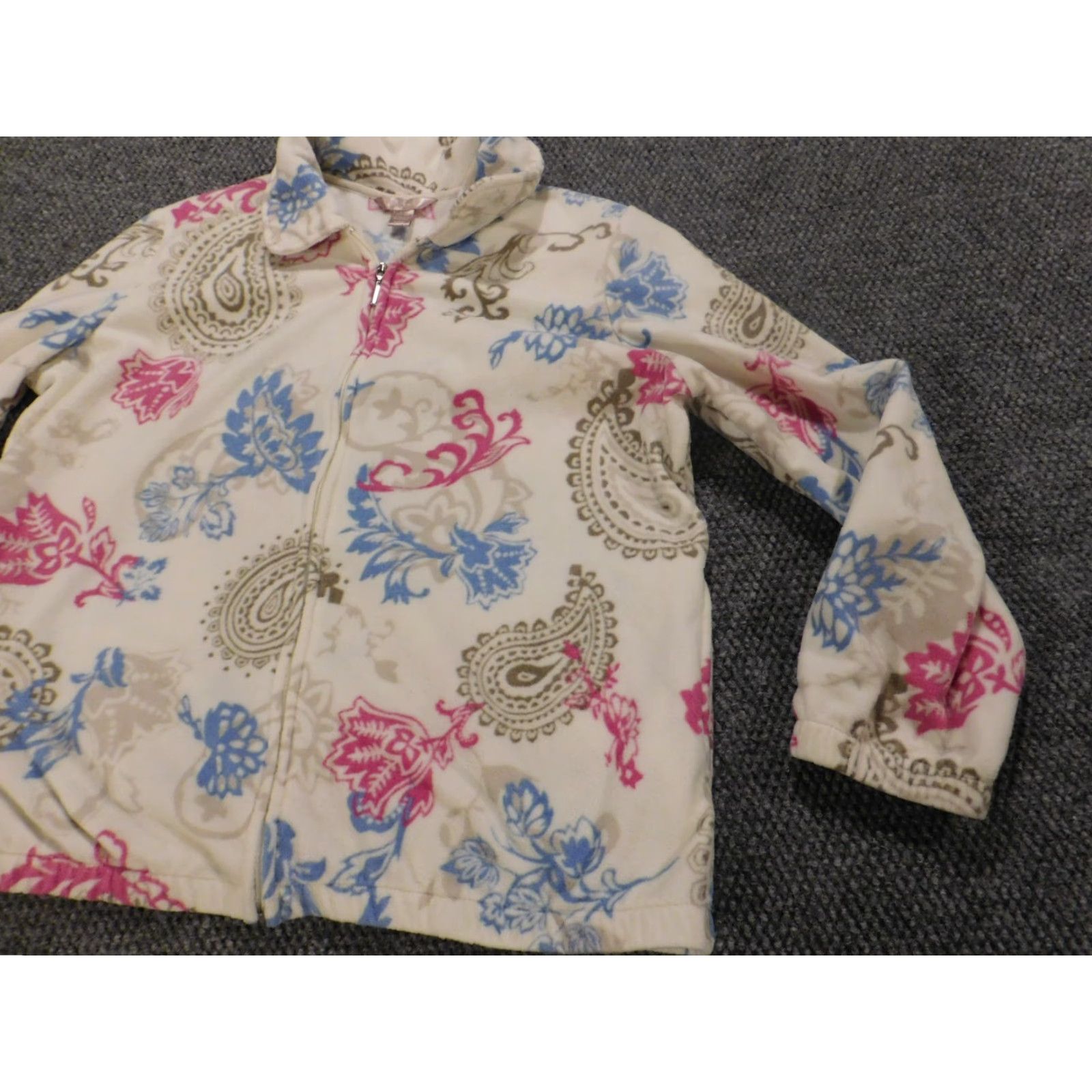 Vintage White Stag Jacket Women Long Beige Floral Zip Button Family Casual Winter XL/US Size XL / US 12-14 / IT 48-50 - 2 Thumbnail