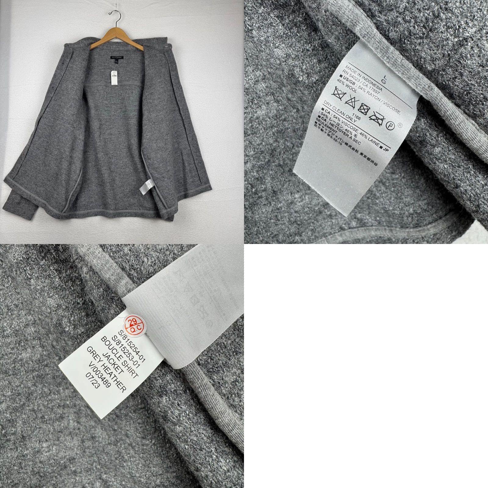 Banana Republic VINTAGE Banana Republic Mens L Boucle Over Shirt Jacket Gray Button Woiol Blend Size US L / EU 52-54 / 3 - 9 Thumbnail