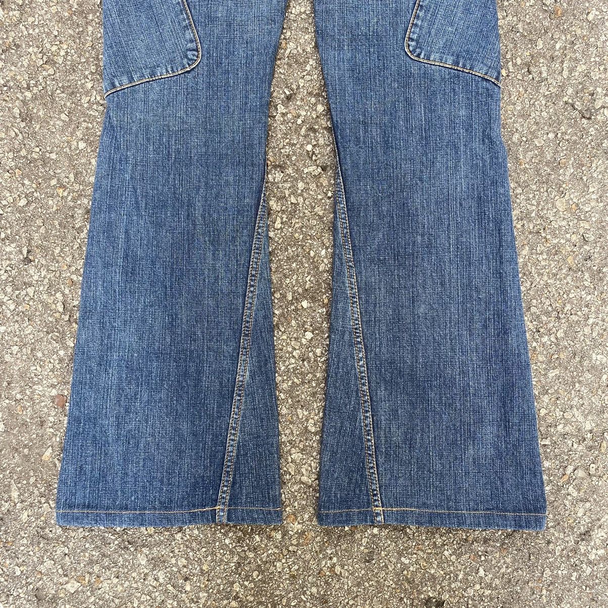 If Six Was Nine Flared Cargo Denim Brappers Boot Cut Jeans Low Rise Size US 28 / EU 44 - 11 Thumbnail