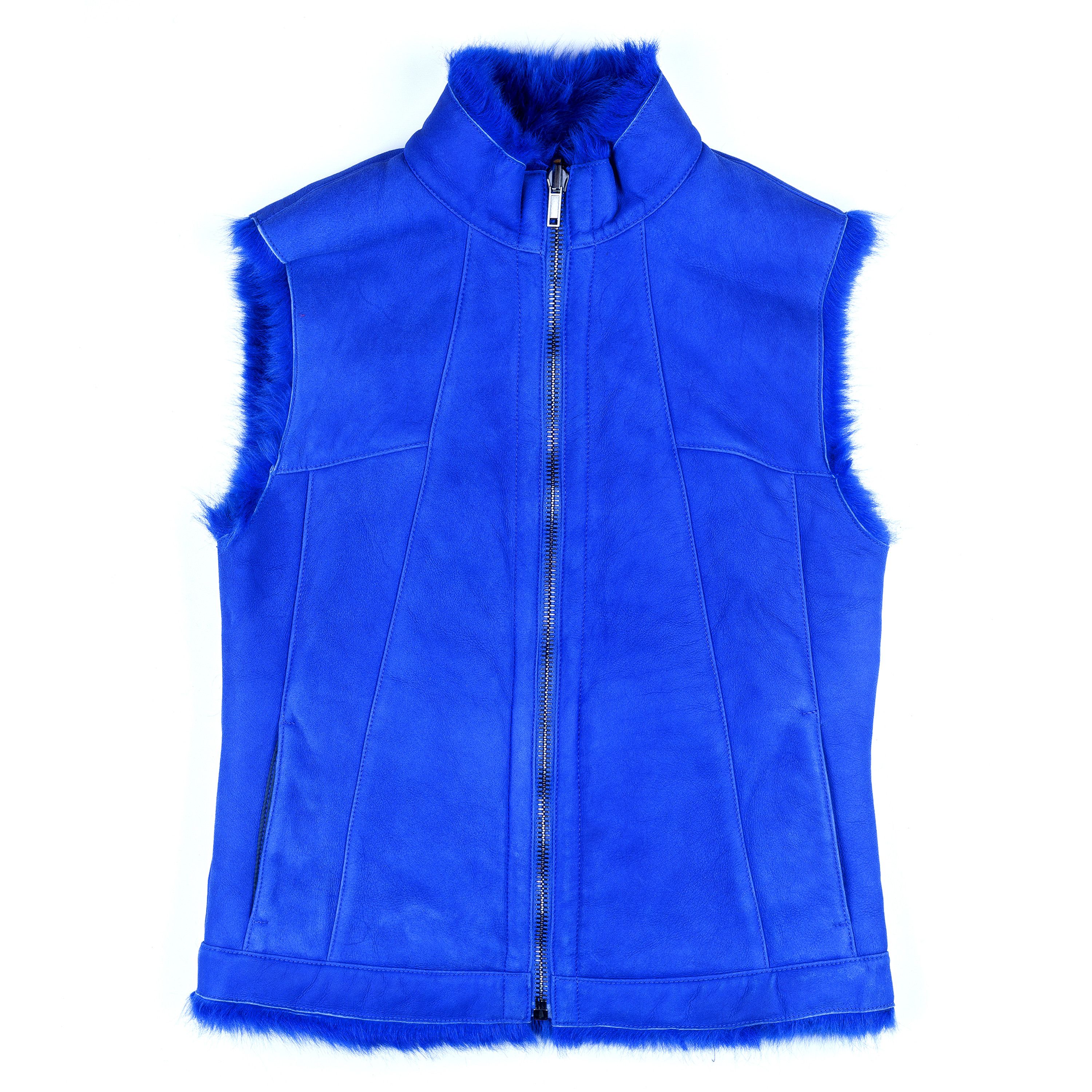Dirk Bikkembergs Dirk Bikkembergs Reversible Blue Fur Vest (S) Size US S / EU 44-46 / 1 - 4 Thumbnail