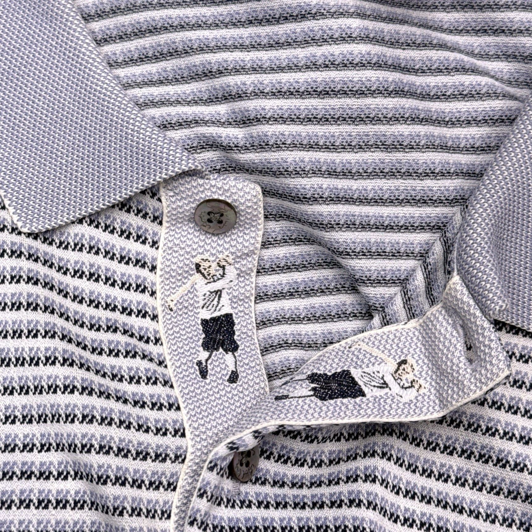 Vintage VINTAGE Bobby Jones Polo Shirt Mens L Gray Striped Italy 90s Golf Button Collar Short Sleeve knit 100% Cotton Classic Size US L / EU 52-54 / 3 - 5 Thumbnail
