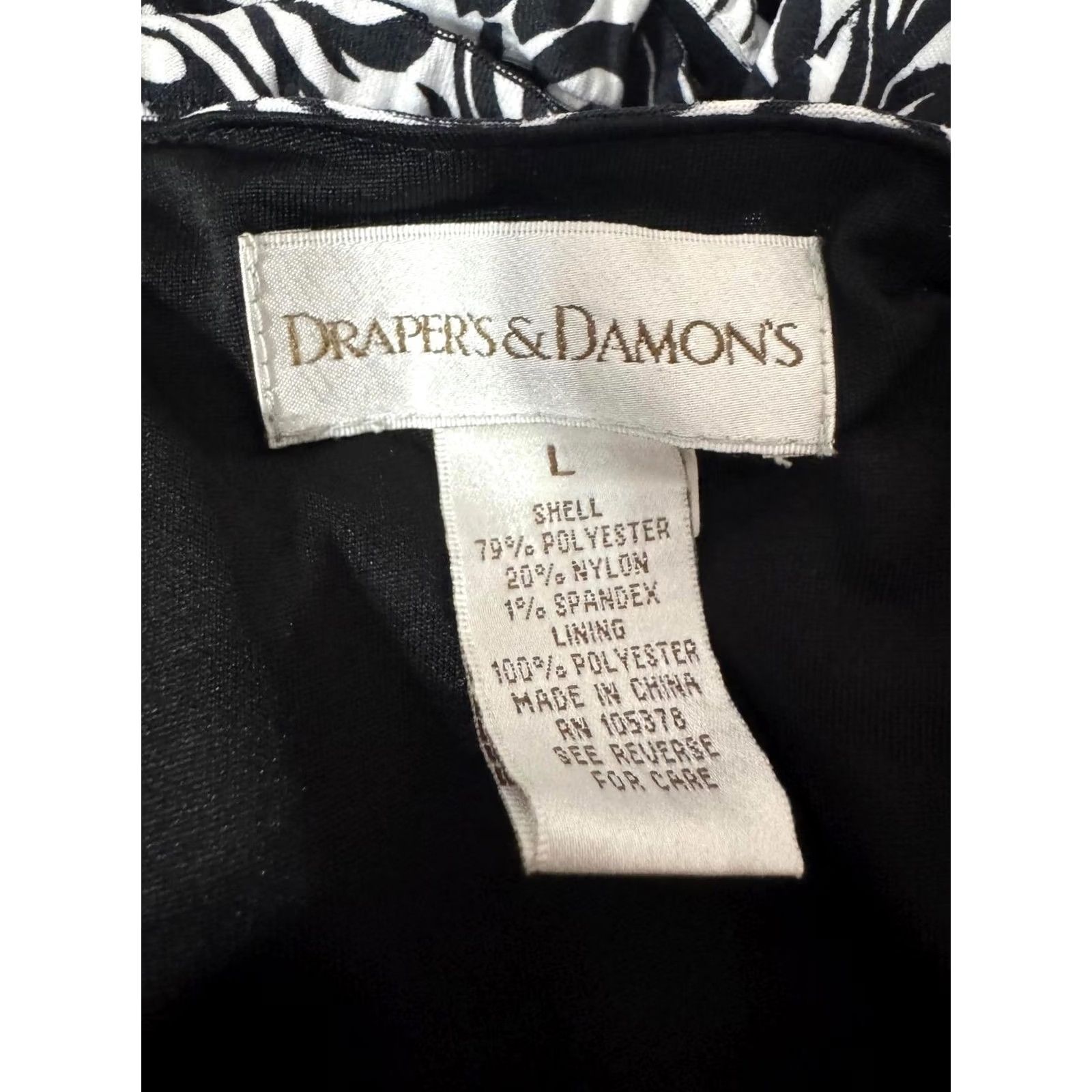 Vintage VINTAGE Draper's & Damon's Women's Blouse Shirt 3/4 Sleeve Black White Patterned Top Size L Mens? Size L / US 10 / IT 46 - 5 Thumbnail