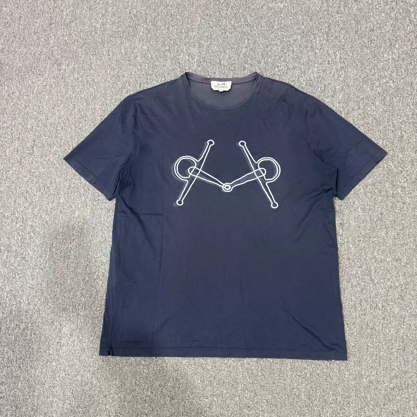 Hermes Hermes Navy Blue Horseshoe short-sleeve XL 9/10 Size XL / US 12-14 / IT 48-50 - 1 Thumbnail