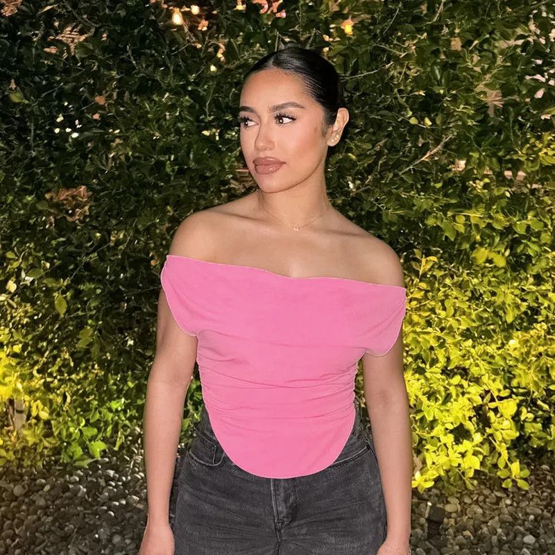 Other Slim Fit Tshirt American style Off shoulder Pleated new Top Size L / US 10 / IT 46 - 2 Thumbnail