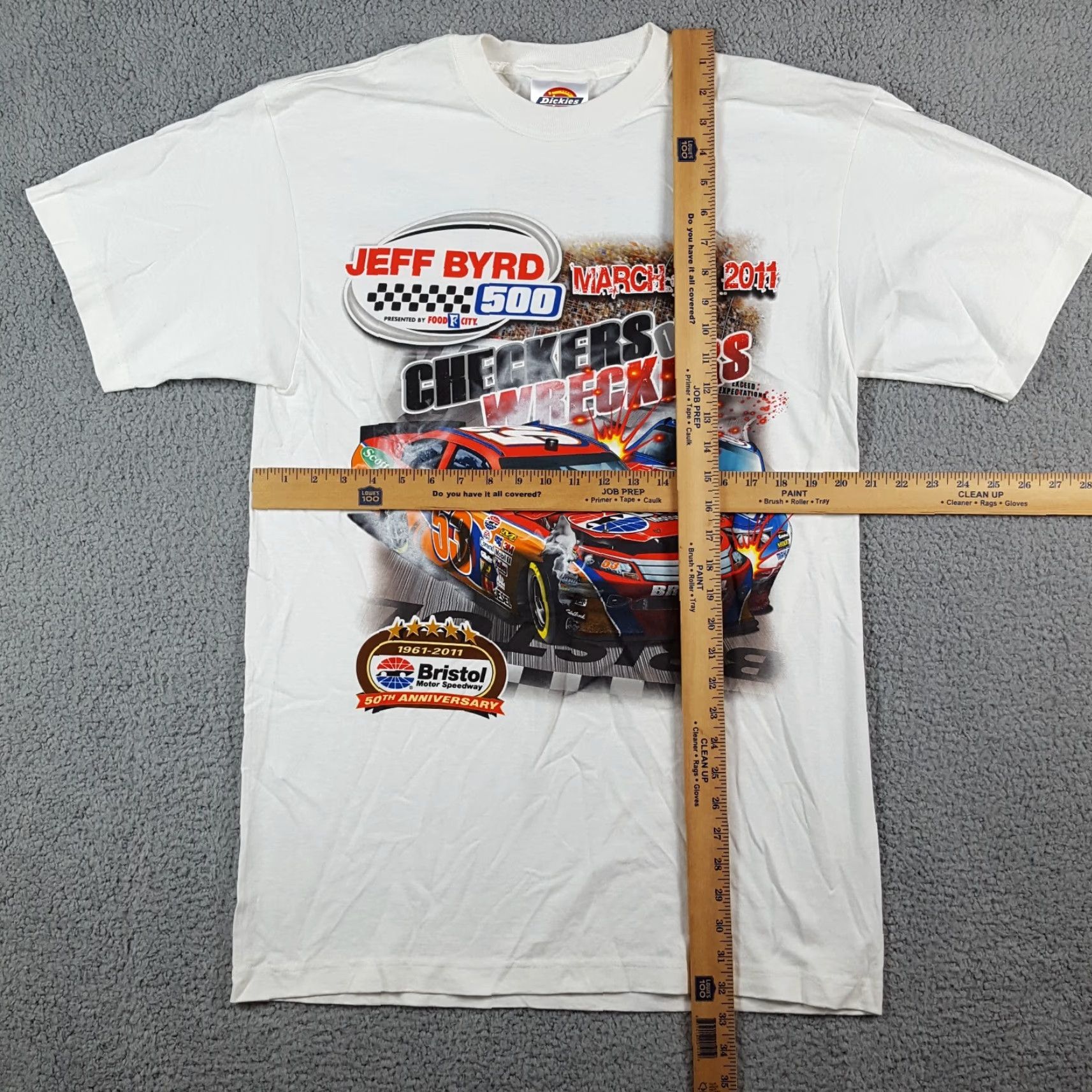Dickies VINTAGE NASCAR T-Shirt Men Medium White 90s Bristol Speedway Jeff Byrd Retro Car Logo Size US M / EU 48-50 / 2 - 7 Thumbnail