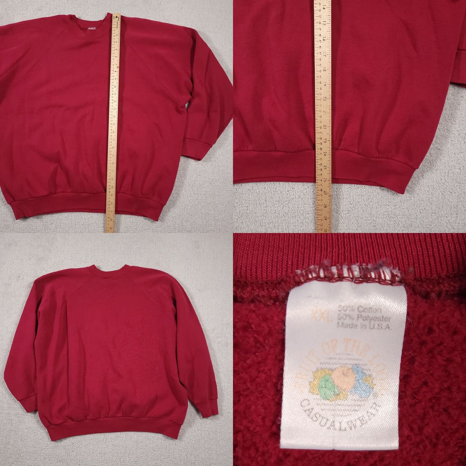 Fruit Of The Loom VINTAGE Fruit of the Loom Sweatshirt Crew Neck Long Sleeve XL Mens Pink USA Grunge 90s Fleecewear Raglan Sleeves Size US XL / EU 56 / 4 - 8 Thumbnail