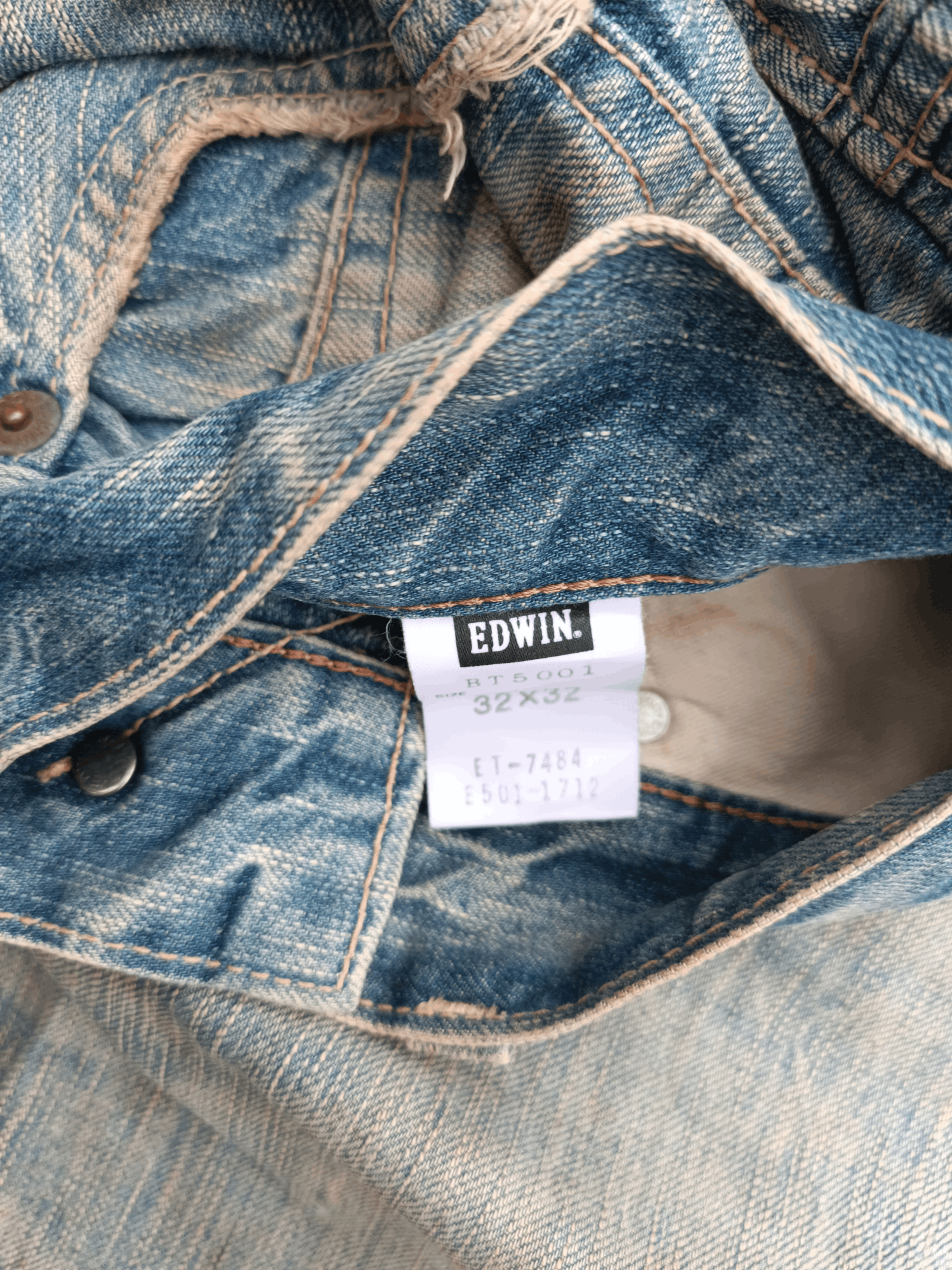 14th Addiction × Edwin × If Six Was Nine VTG 💥 Edwin 503 Blue Trip Dirty Mud Wash Distressed Jeans Size US 34 / EU 50 - 7 Thumbnail