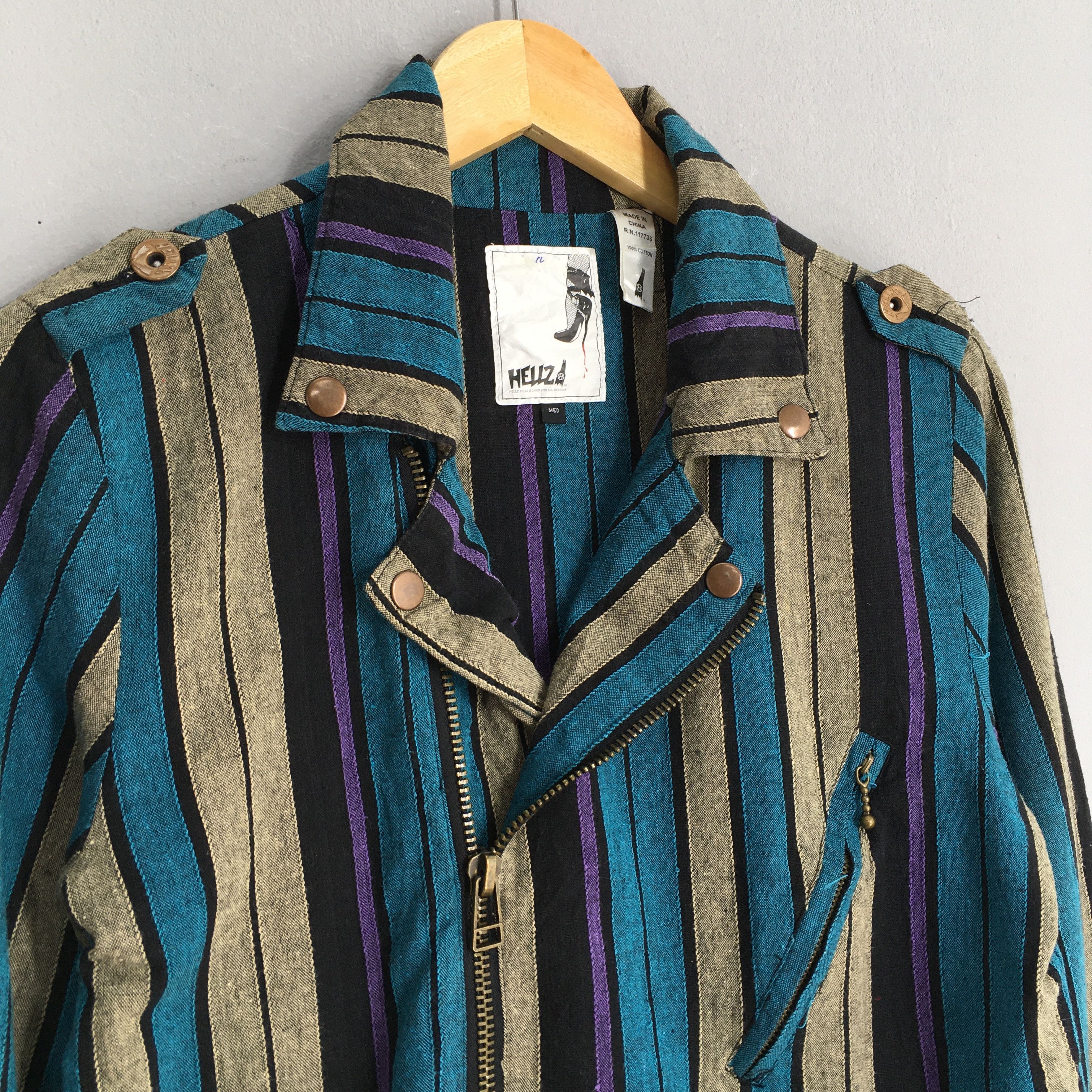 Straight To Hell × Vintage Vintage Bondage Punk Stripes Goth Ladies Jacket Medium Size M / US 6-8 / IT 42-44 - 6 Thumbnail