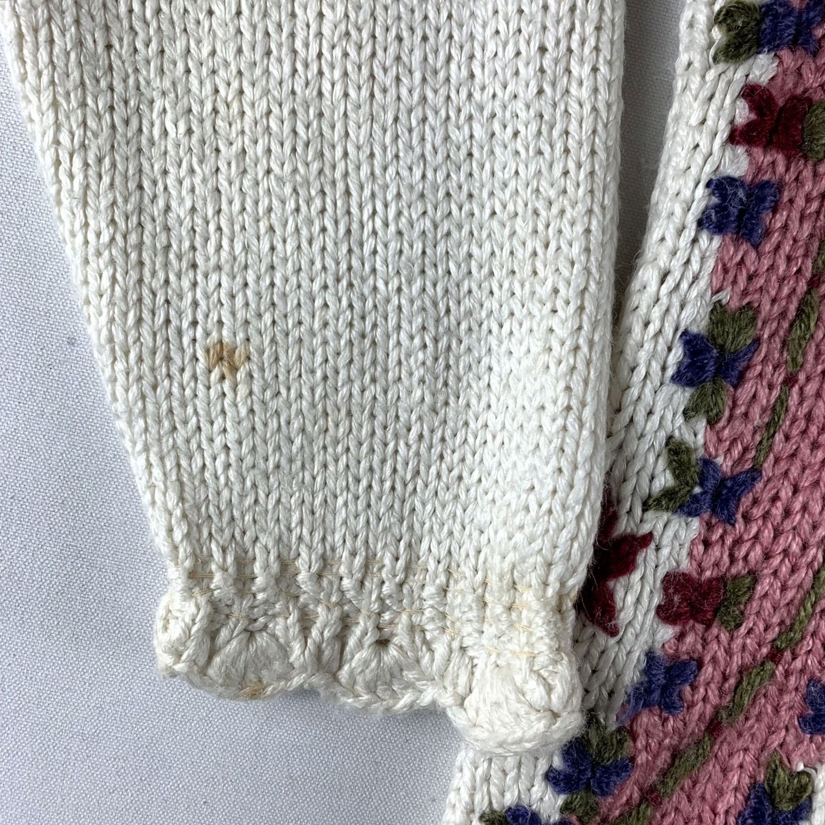 Needles VTG NEEDLES AND YARN KNIT SWEATER Womens SMALL FORAL GRANDMA V-NECK Cottagecore Size S / US 4 / IT 40 - 3 Thumbnail