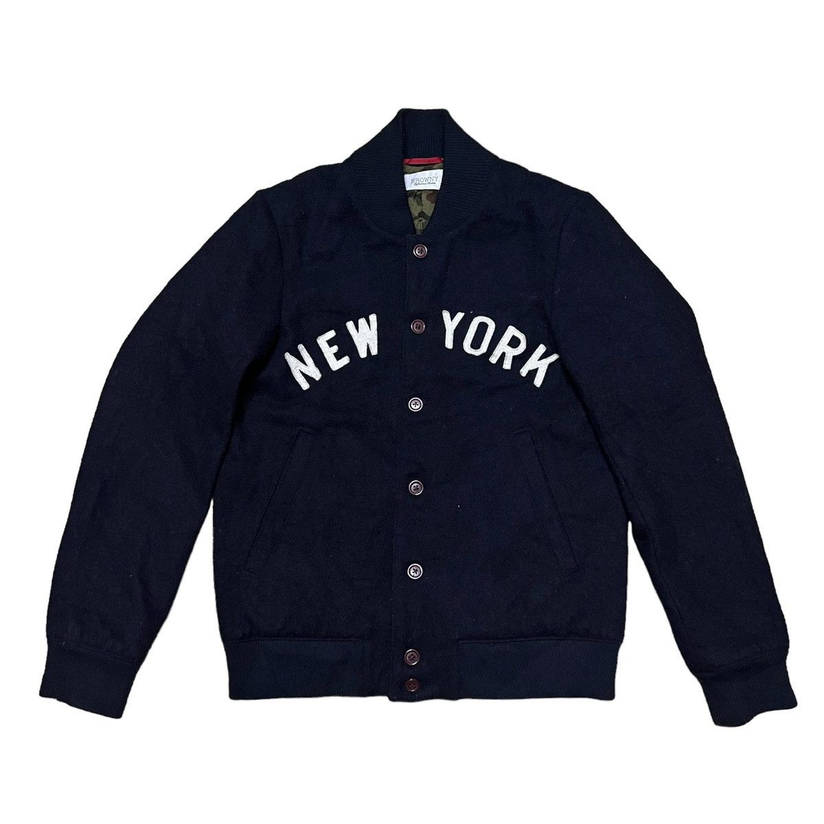 image of Browny Big Logo Varsity Jacket in Black, Men's (Size Medium)