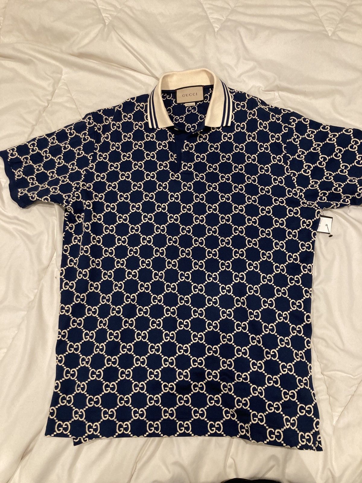 Gucci Gucci Jacquard Navy Polo Size US L / EU 52-54 / 3 - 10 Thumbnail