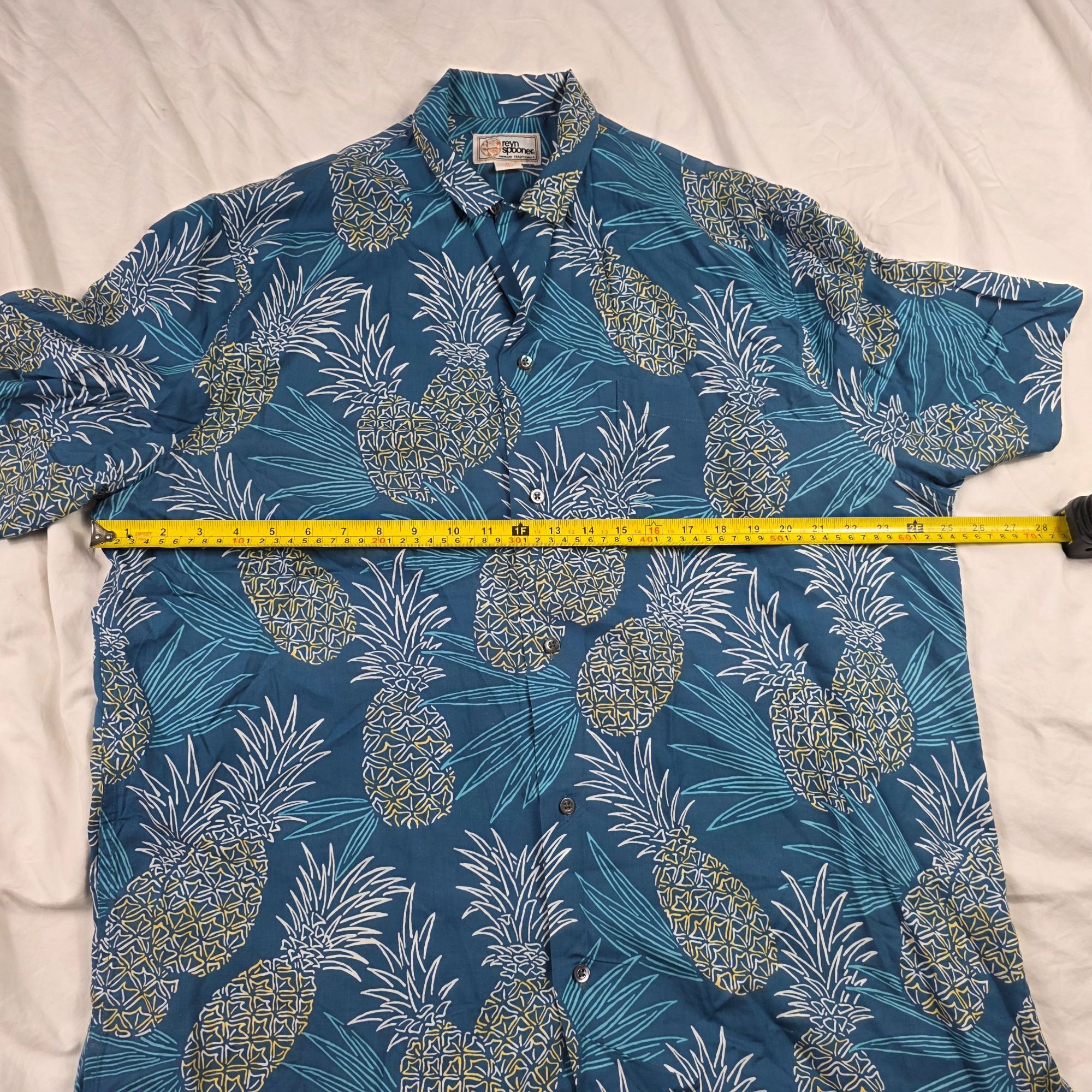 Reyn Spooner Reyn Spooner Hawaiian Gold Camp Mens Size XL Blue Pineapple Size US XL / EU 56 / 4 - 5 Thumbnail