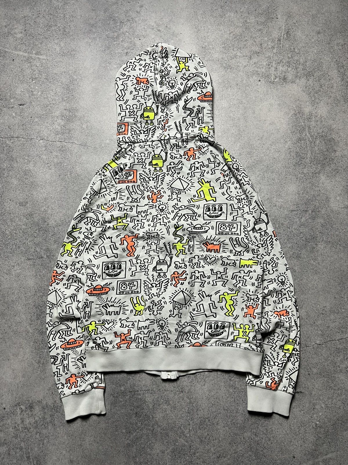 Keith Haring Vintage Keith Haring Monogram Overprinted Full Zip Hoodie Size S / US 4 / IT 40 - 9 Thumbnail