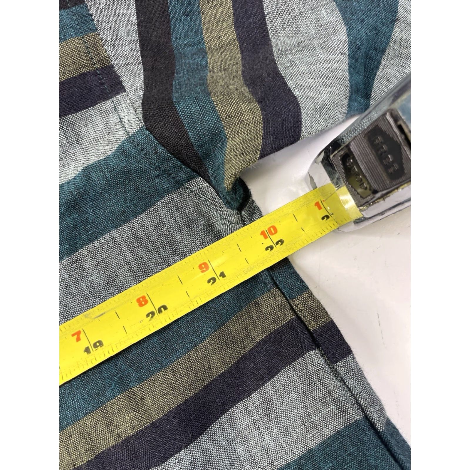 Eileen Fisher Eileen Fisher Blouse Shirt Teal Organic Linen Bateau Neck Striped 3/4 Sleeve Petite PM Women Sh Size M / US 6-8 / IT 42-44 - 6 Thumbnail