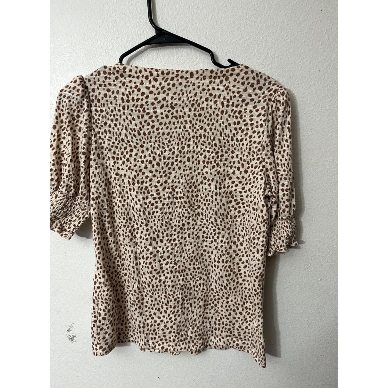 Nine West Nine West Blouse Shirt Women Multicolor Animal Print Cheetah Puff Short Sleeve Square Neck M Adult Womens Size M / US 6-8 / IT 42-44 - 3 Thumbnail