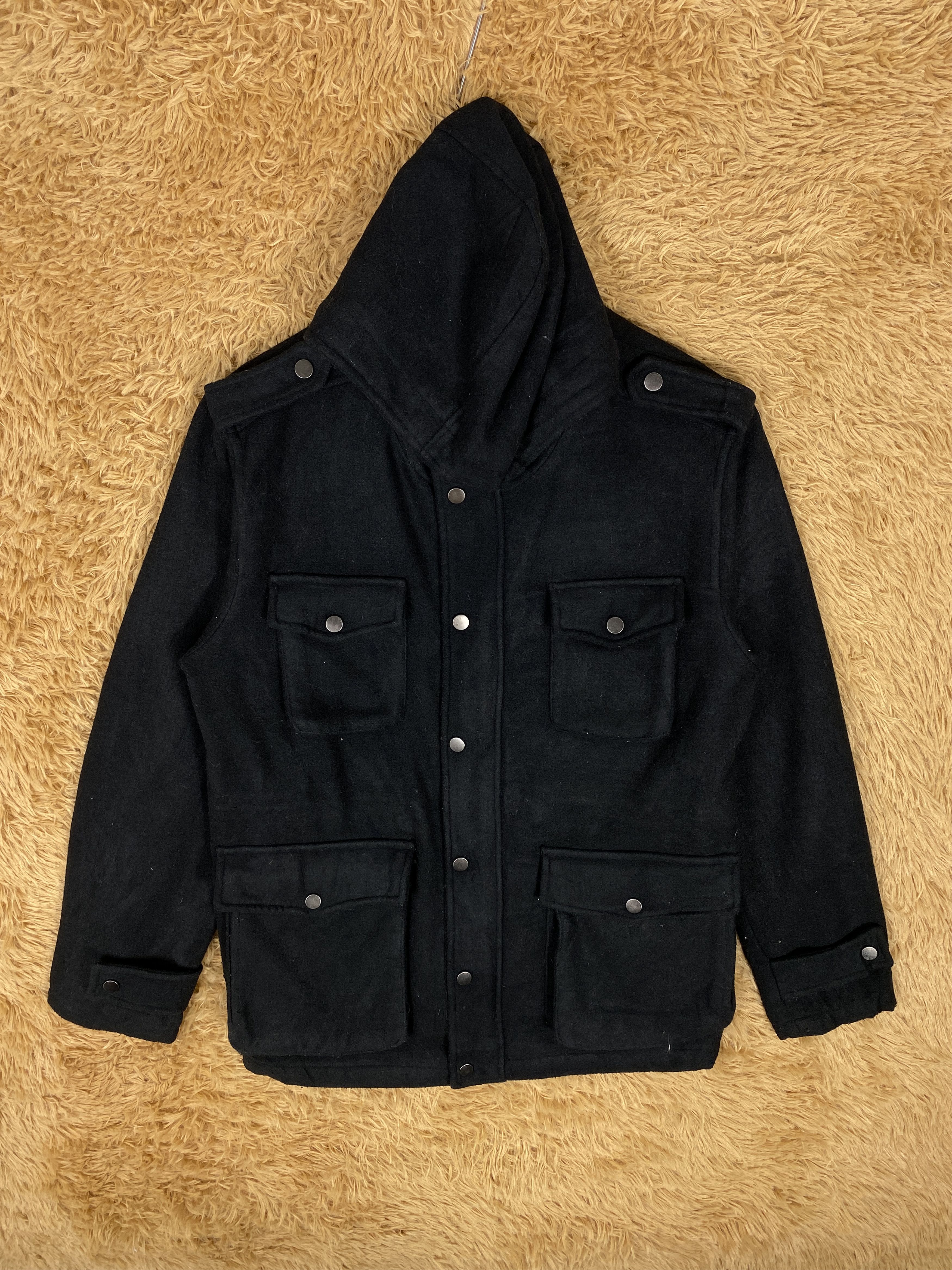 image of Plus One Clothing x Vintage Plus One Hoodie Jacket in Black, Men's (Size Small)