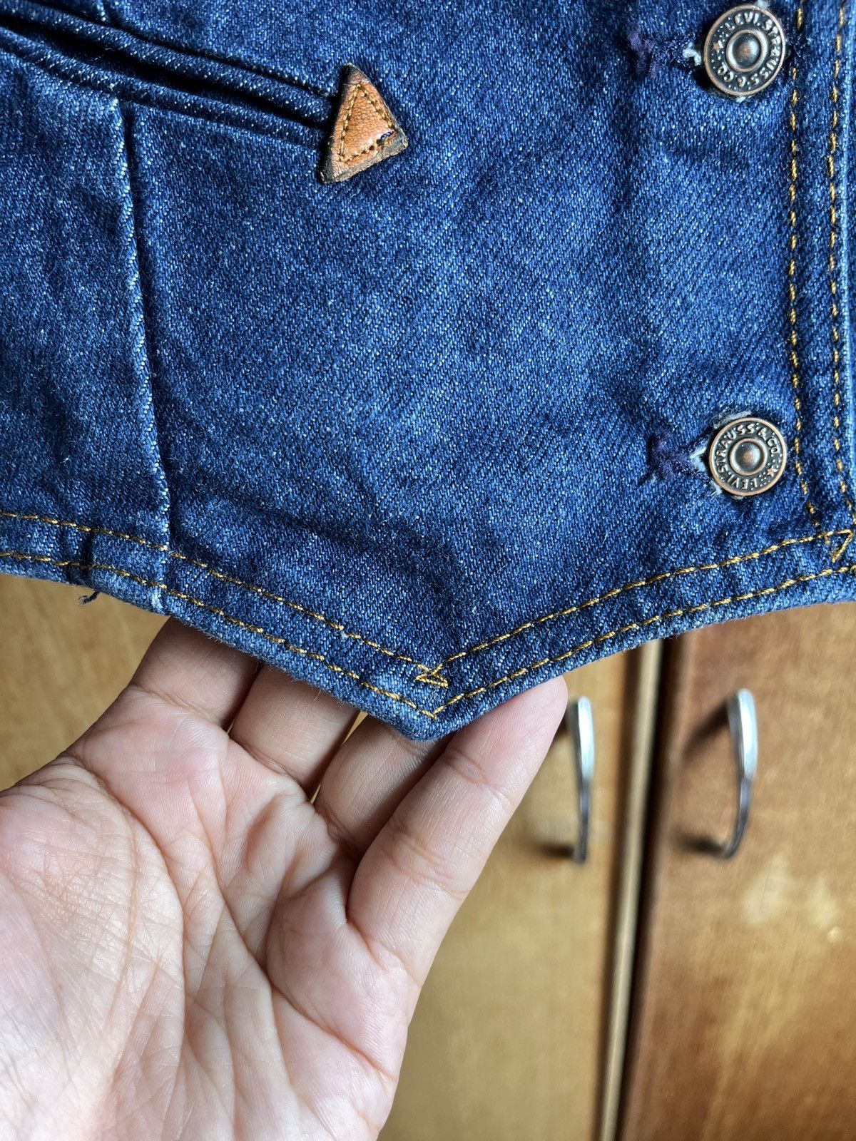 Levi's Vintage 1970s Levis Smile Pocket Leather Trim Vest Size L / US 10 / IT 46 - 4 Thumbnail