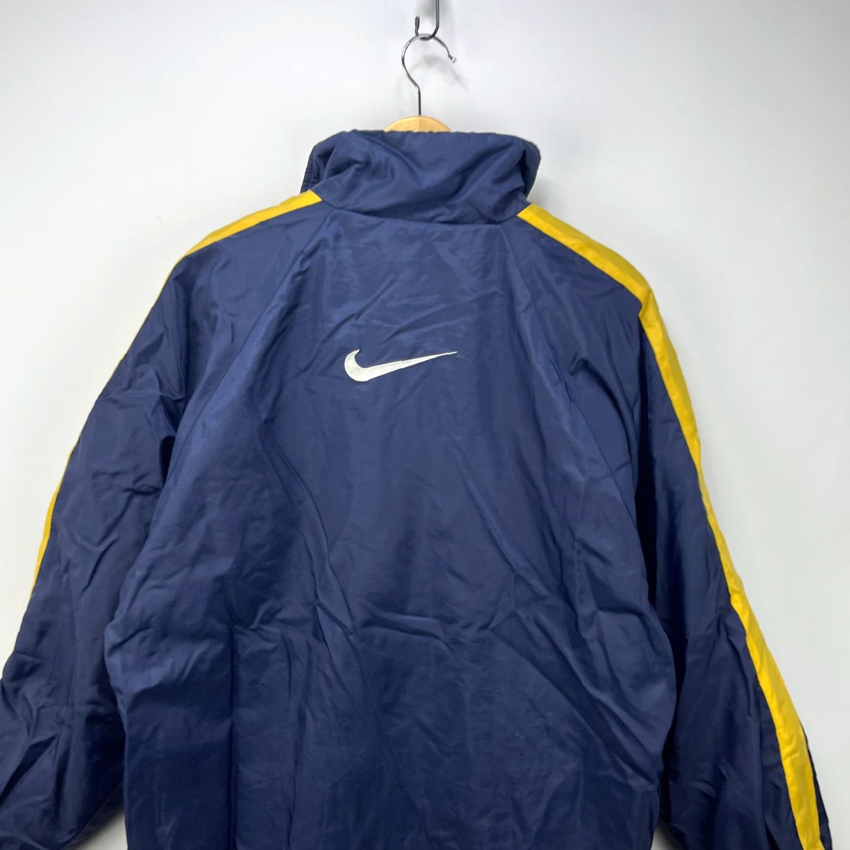 Nike VINTAGE Nike Big Swoosh Jacket Fleece Lined Polyester Blue L Men's Large 90s Puffer Zip Sportswear Size US L / EU 52-54 / 3 - 7 Thumbnail