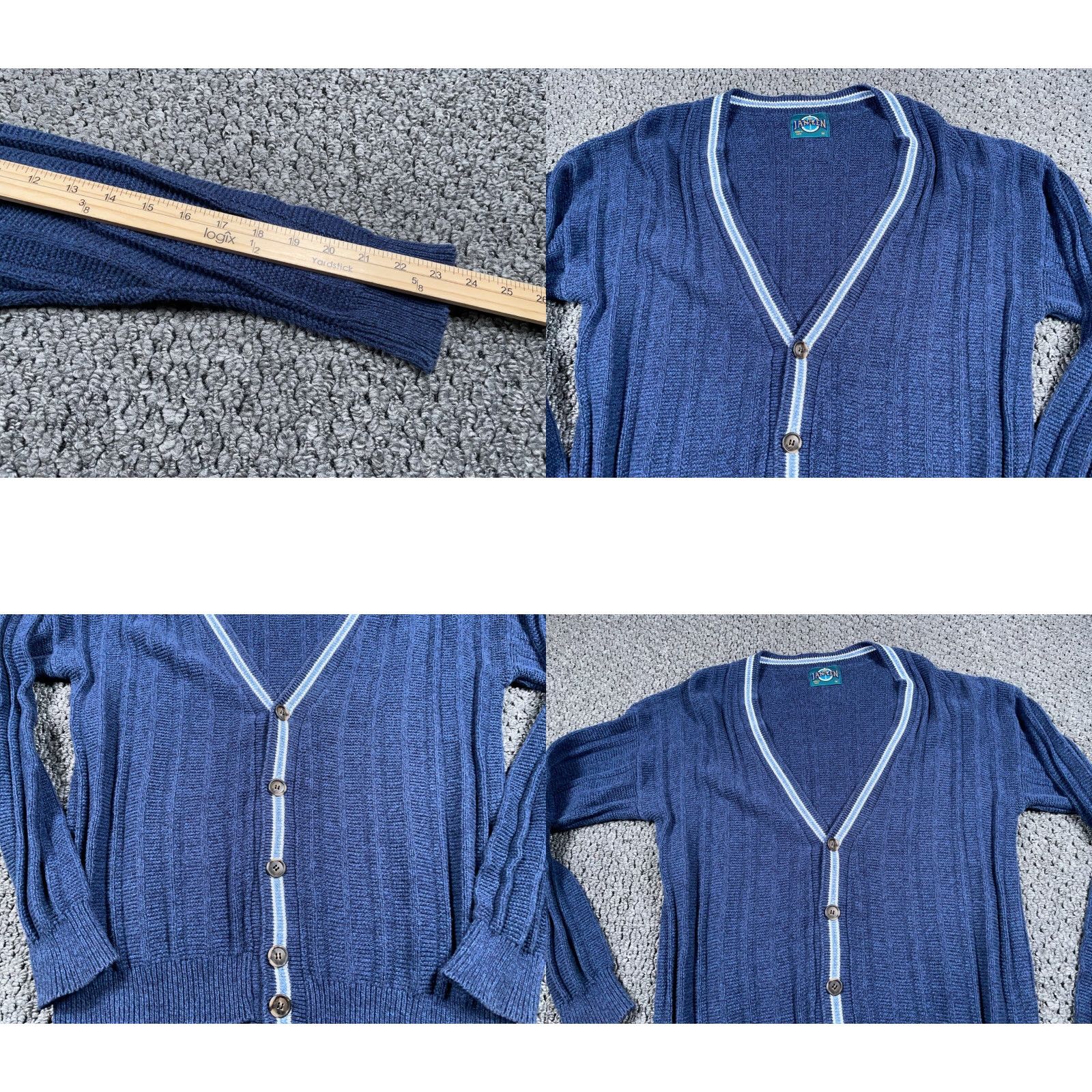 Jantzen VINTAGE Jantzen Chunky-Knit Cardigan Sweater Adult Medium Blue USA 90s Mens Size US M / EU 48-50 / 2 - 8 Thumbnail