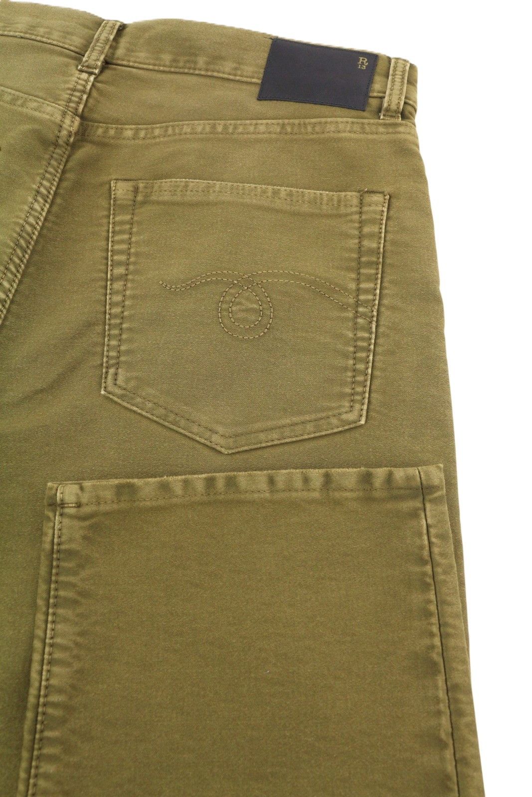 R13 BOYFRIEND 28 Olive Garment Dyed Moleskin Faded FW25 86535 Size 28" / US 6 / IT 42 - 5 Thumbnail