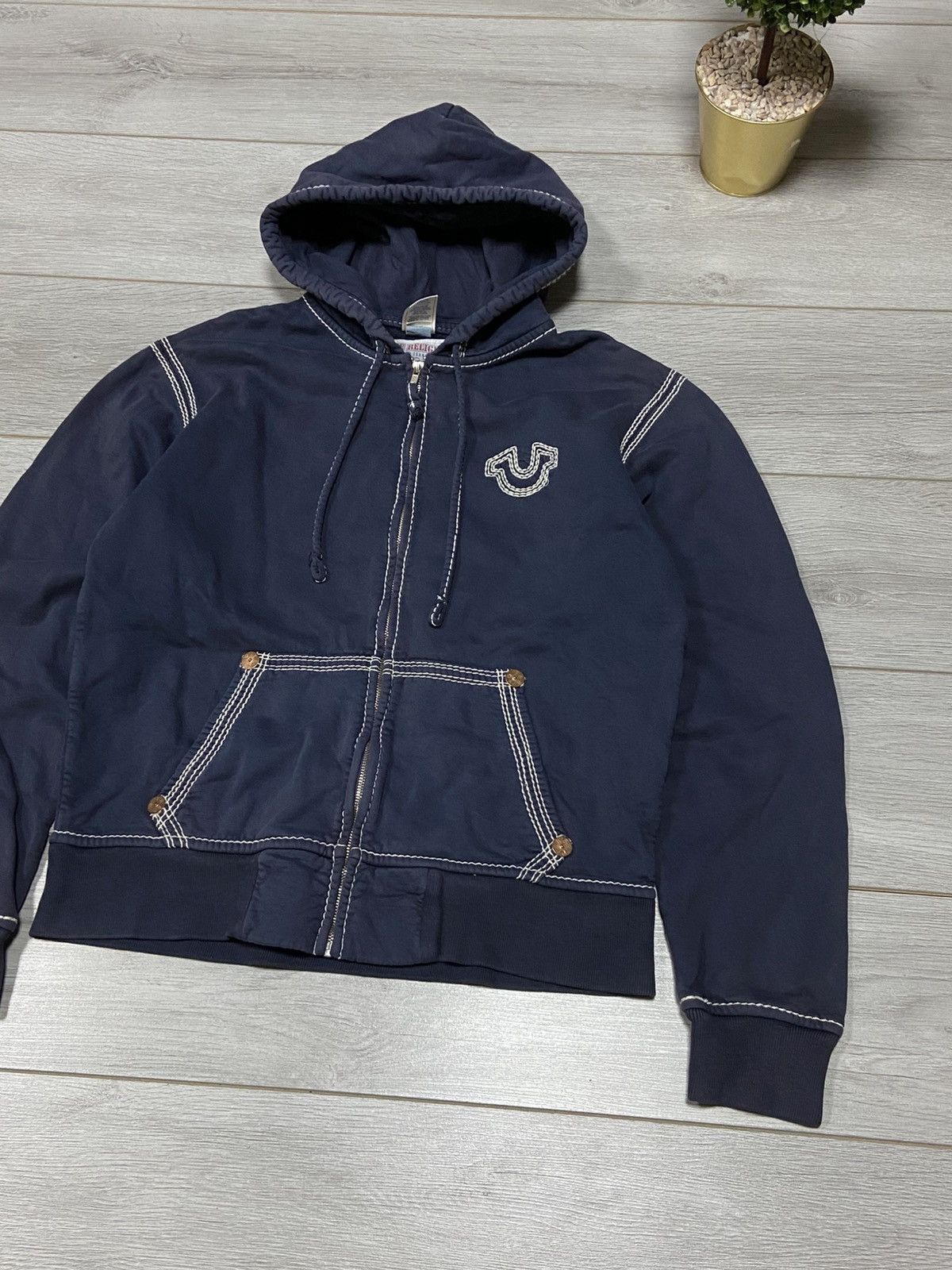 True Religion × Vintage True Religion vintage white stitched hoodie horseshoe Size US L / EU 52-54 / 3 - 2 Thumbnail