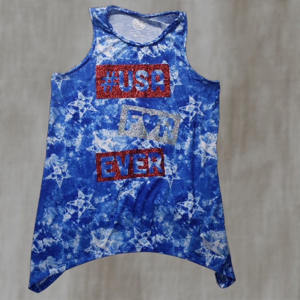 Vintage USA United States of America Flag Patriotic Shirt Sleeveless Tank Top S Blue Unbranded Unisex Adult Graphic Tee Mens Women Size US S / EU 44-46 / 1 - 1 Thumbnail