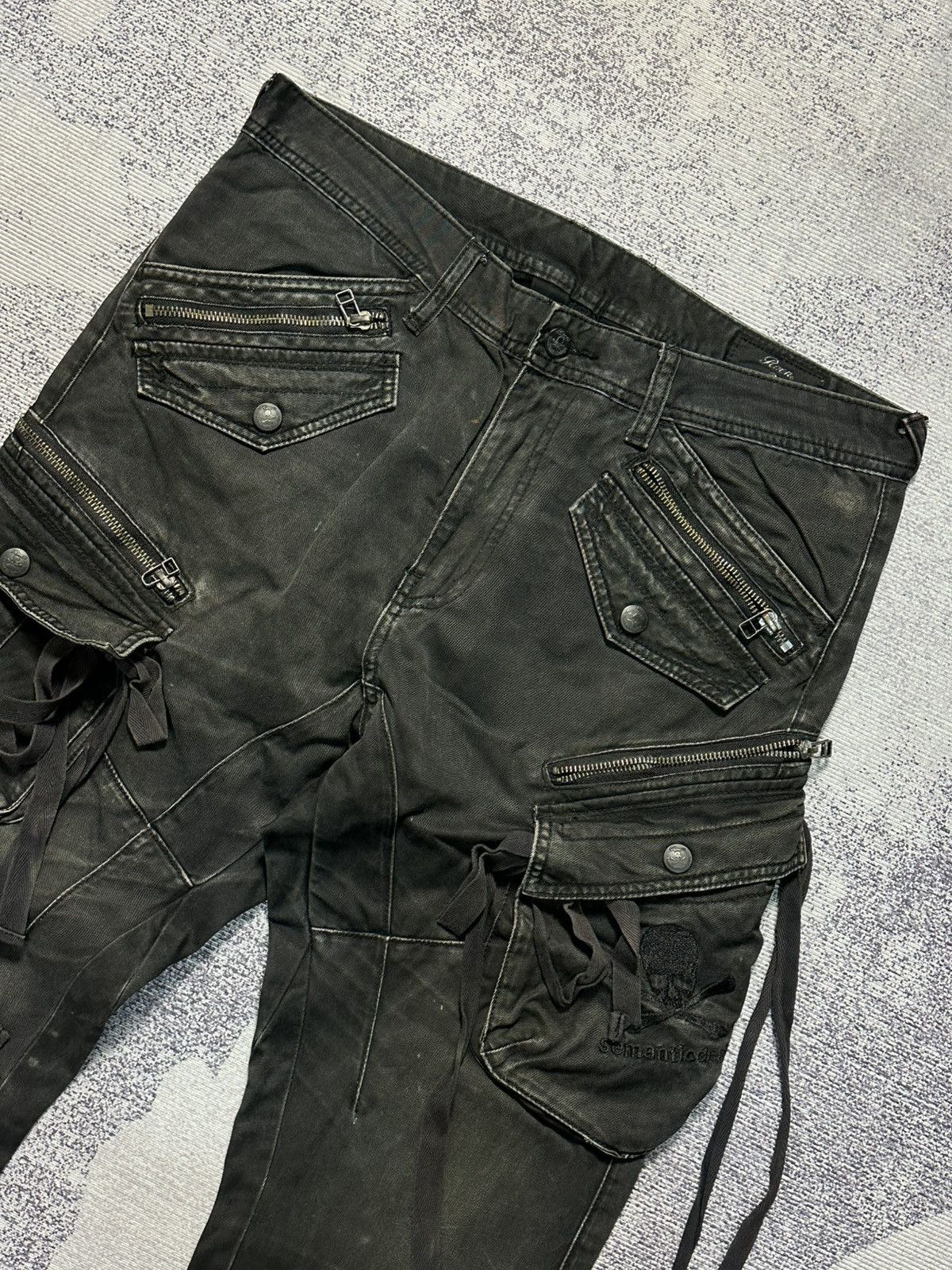 If Six Was Nine ROEN X Sematicdesign Black Rust Strech Bondage Denim Jeans Size US 32 / EU 48 - 3 Thumbnail
