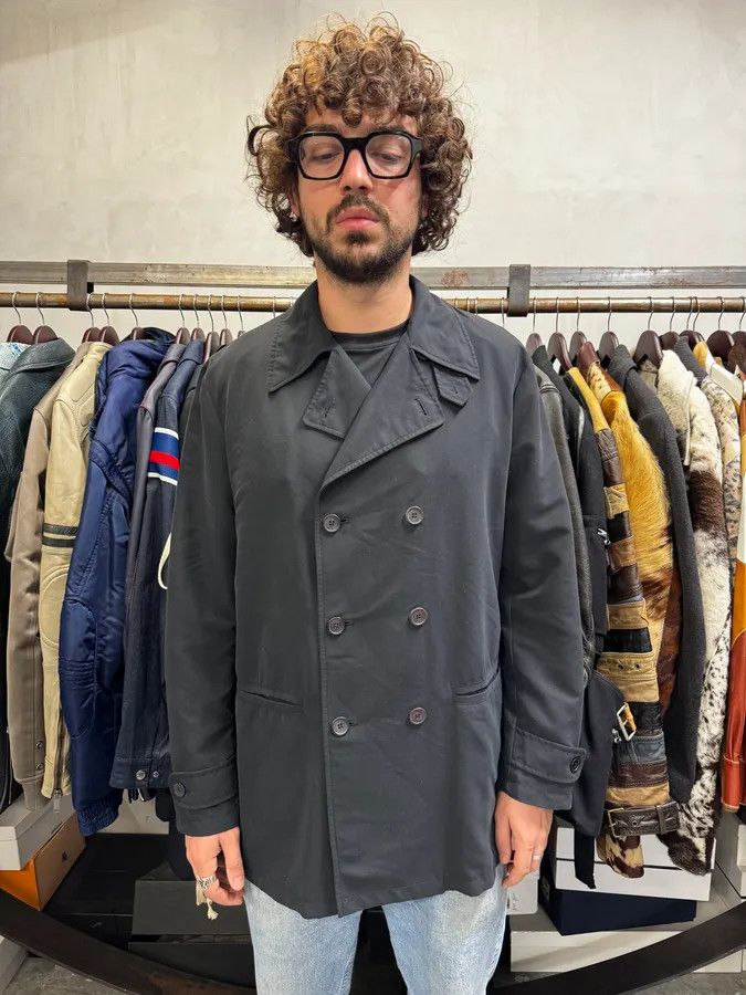Giorgio Armani 1990s Giorgio Armani Collezioni Black Buttoned Long Jacket Size US M / EU 48-50 / 2 - 2 Thumbnail